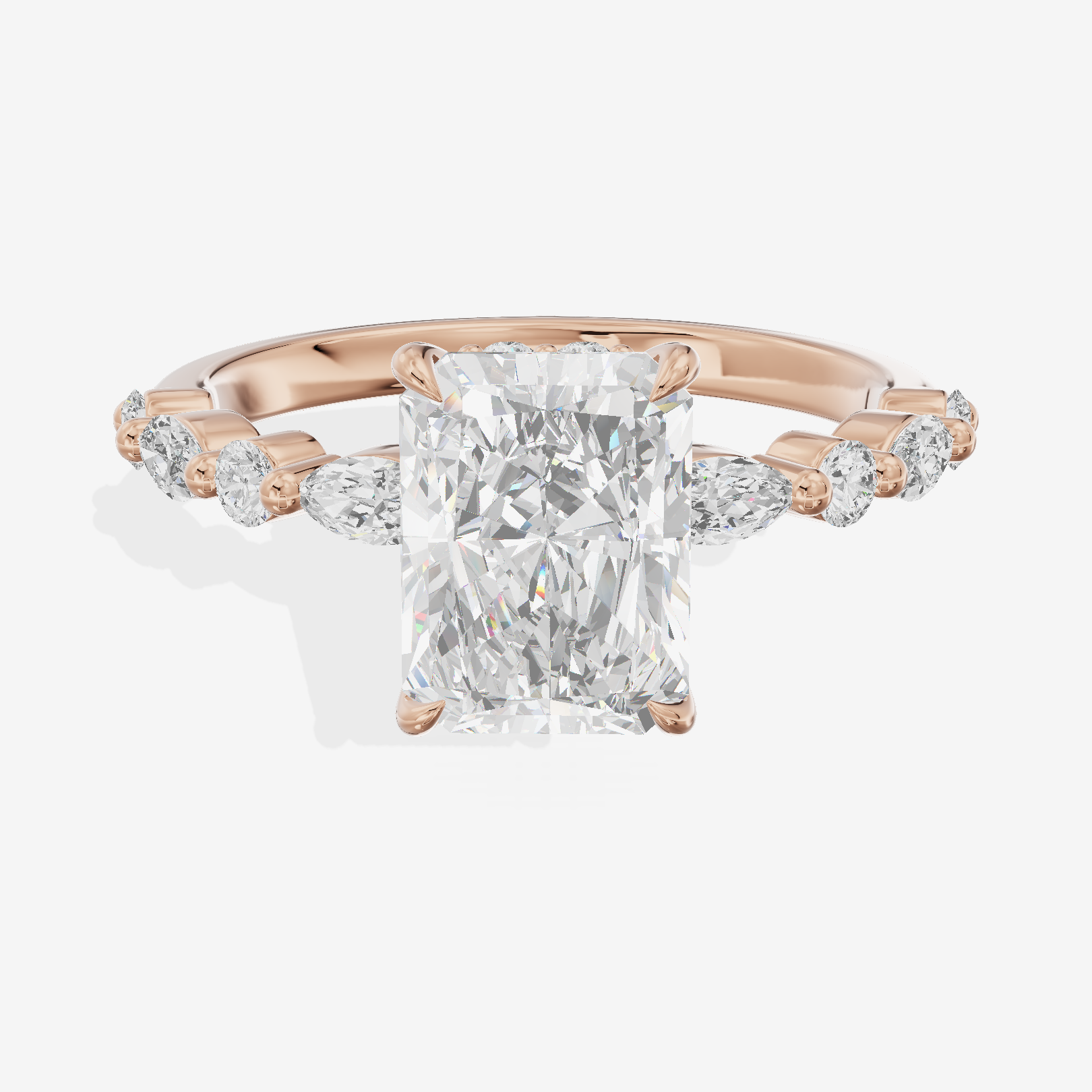 Twine Hidden Halo Radiant Engagement Ring (1/20 ct. tw.) in 18K Rose Gold