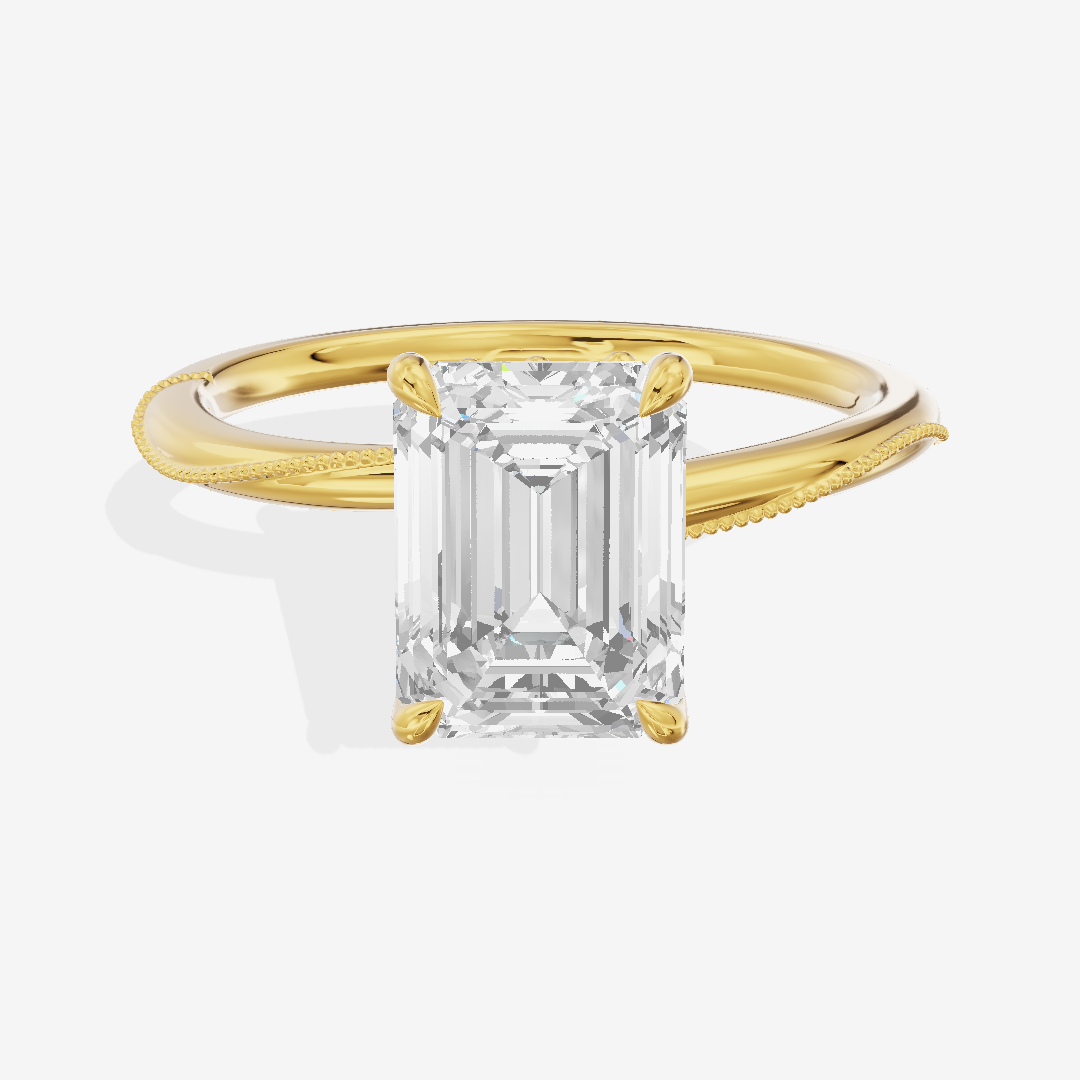 Vintage Coeurine Emerald Engagement Ring (1/10 ct. tw.) in 18K Yellow Gold