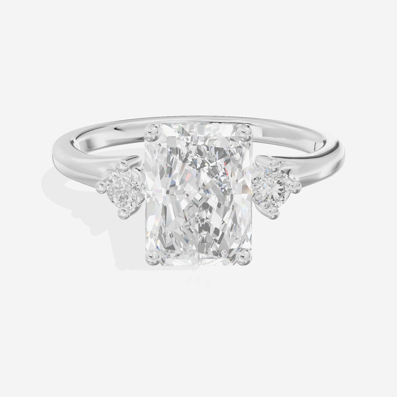 Sincere Three Stone Radiant Engagement Ring (1/6 ct. tw.) in 14K White Gold