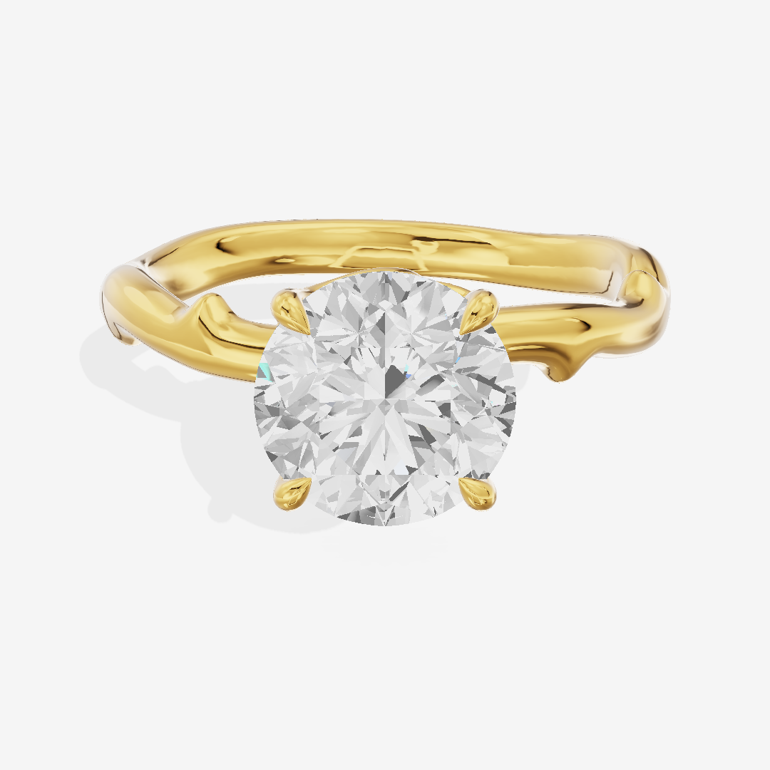 Grand Cherubine Round Engagement Ring with Side Stones (1/4 ct. tw.) in 18K Yellow Gold