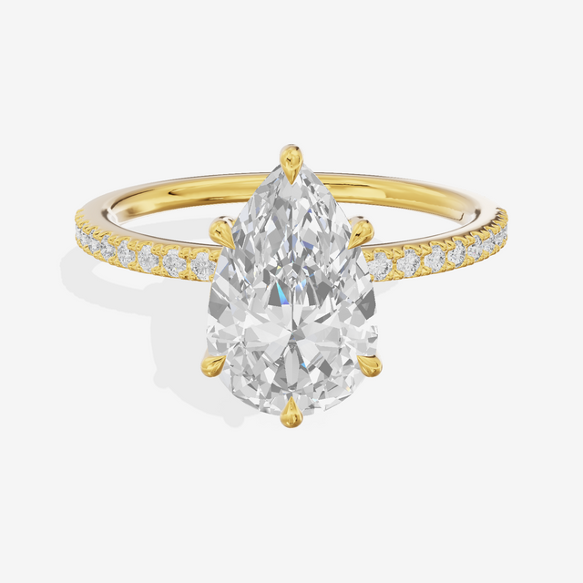 Tender Vowsae Pear Engagement Ring with Side Stones (1/8 ct. tw.) in 14K Yellow Gold
