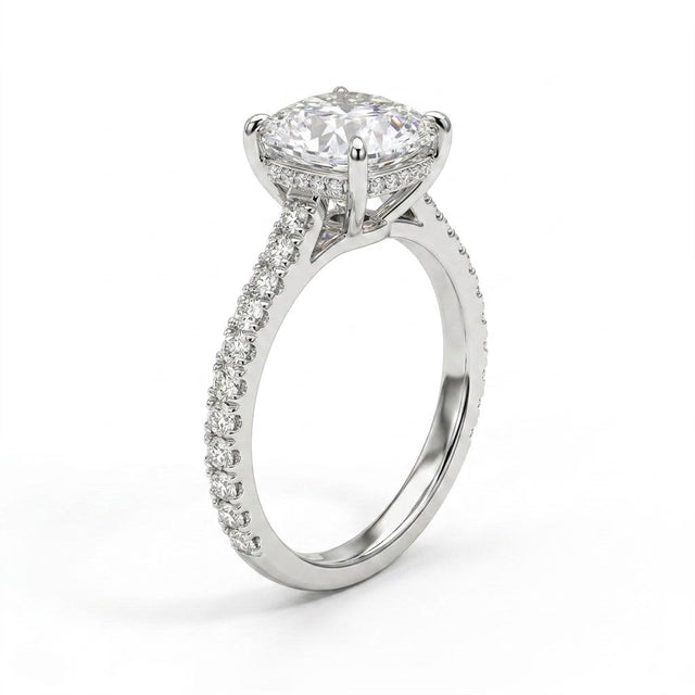 Solitaire Pavé Cushion Engagement Ring (2.09 ct. tw.) in 18K White Gold