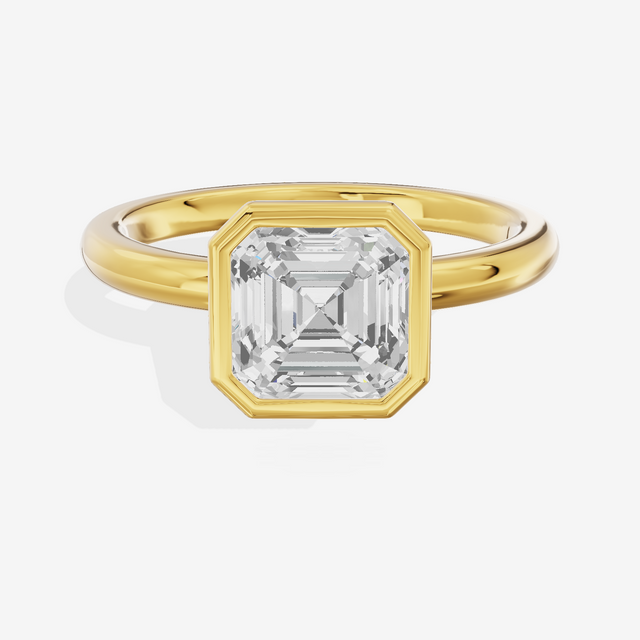 Tensare Bezel 2mm Asscher Solitaire Engagement Ring in 14K Yellow Gold