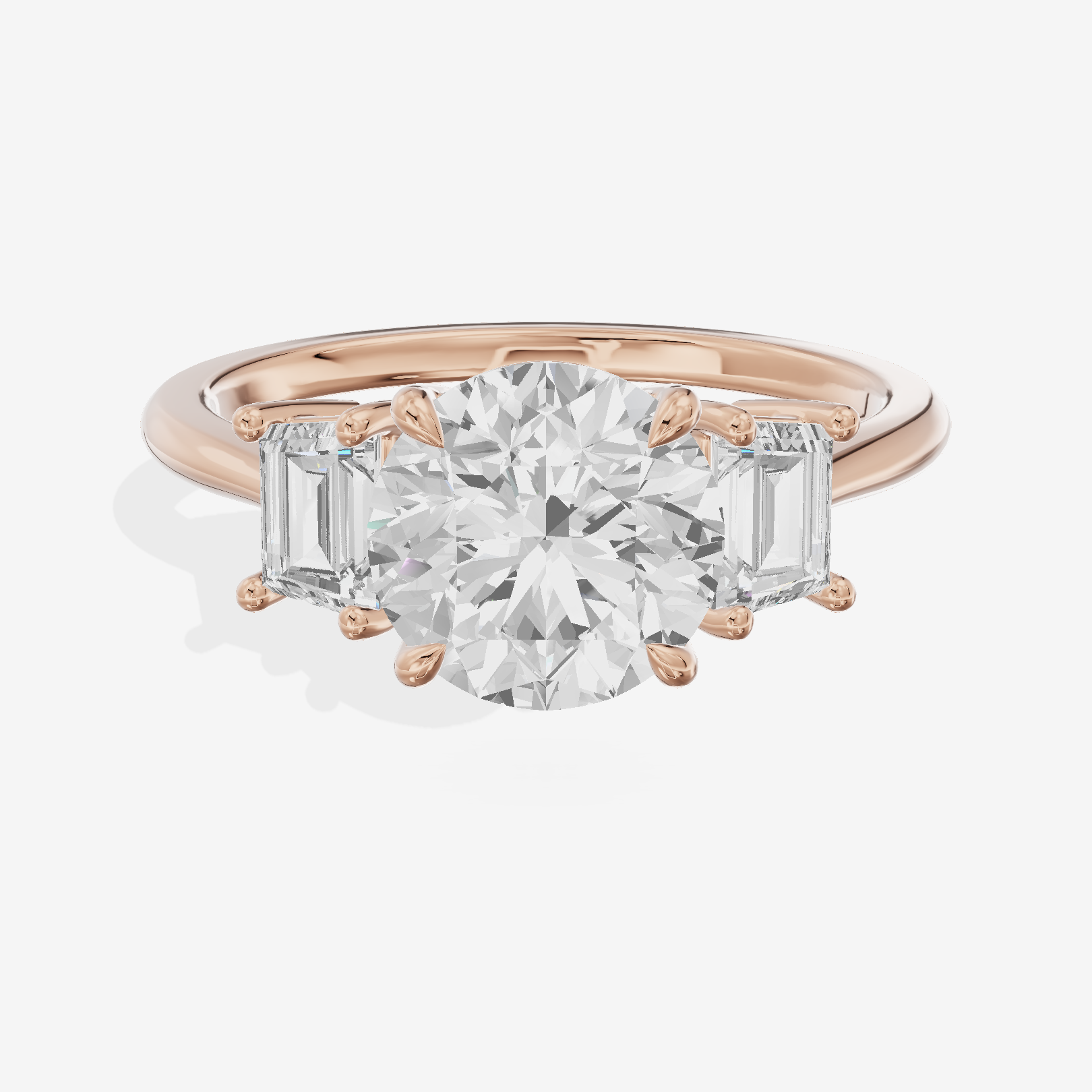 Triade Side Stone Round Three Stone Engagement Ring (2/5 ct. tw.) in 18K Rose Gold