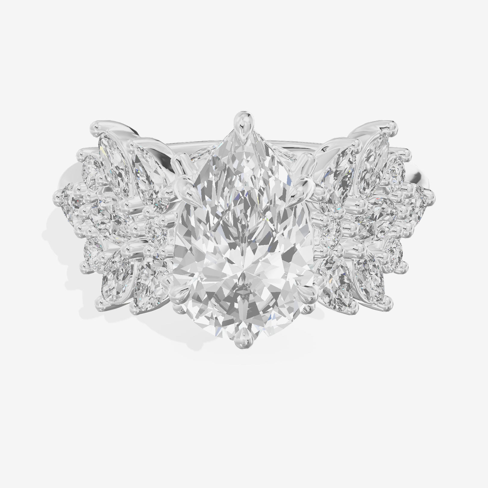 Grand Heartline Pear Engagement Ring with Side Stones (3/4 ct. tw.) in Platinum