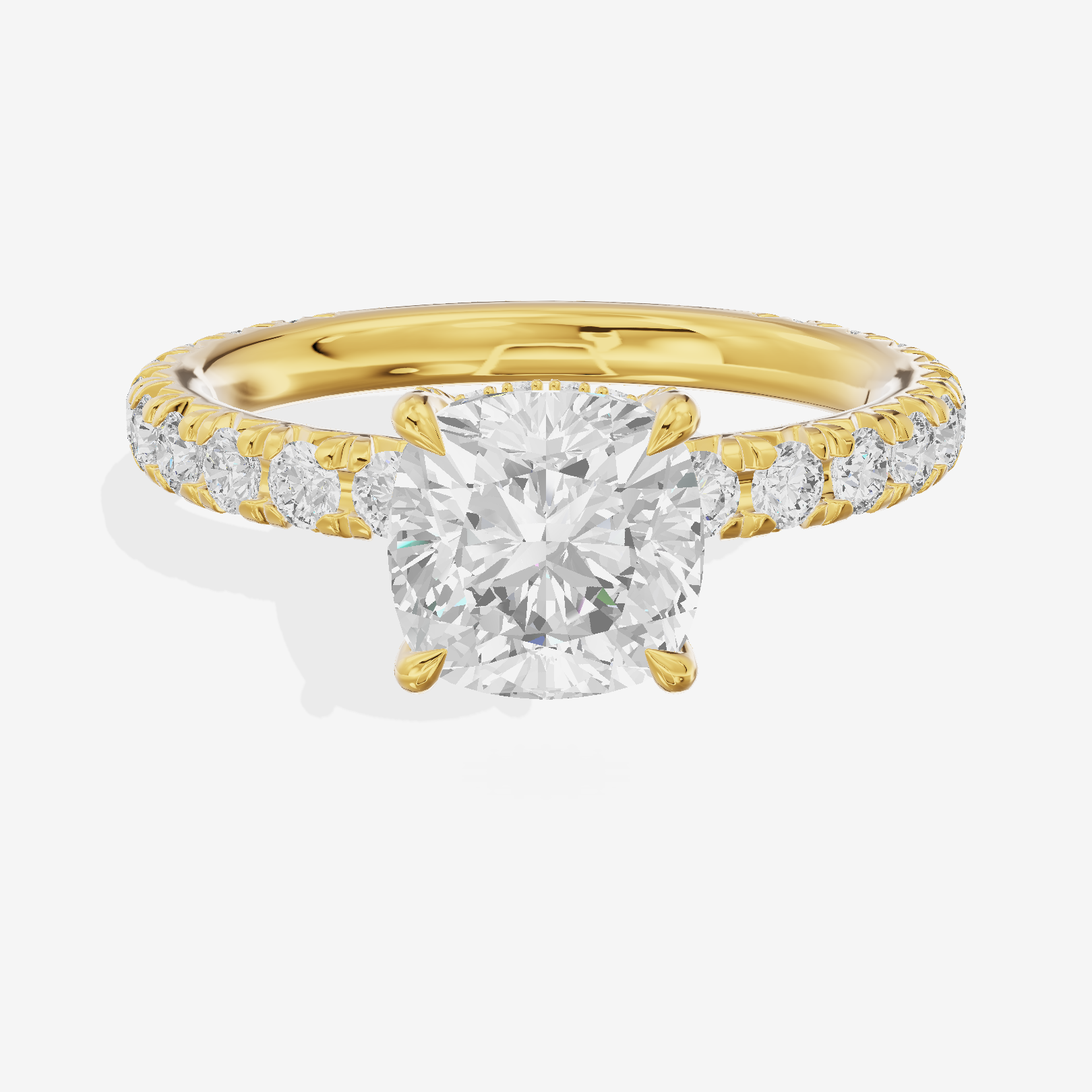 Eternal Coeurine Cushion Engagement Ring with Side Stones (3/5 ct. tw.) in 14K Yellow Gold