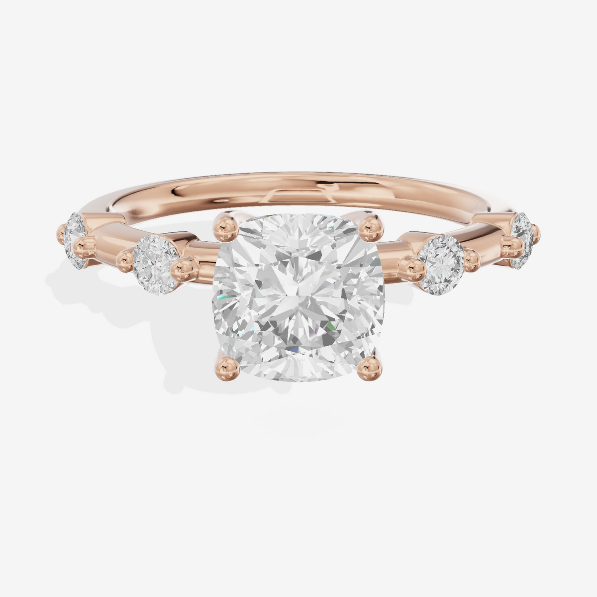 Petite Heartline Cushion Engagement Ring with Side Stones (1/5 ct. tw.) in 14K Rose Gold