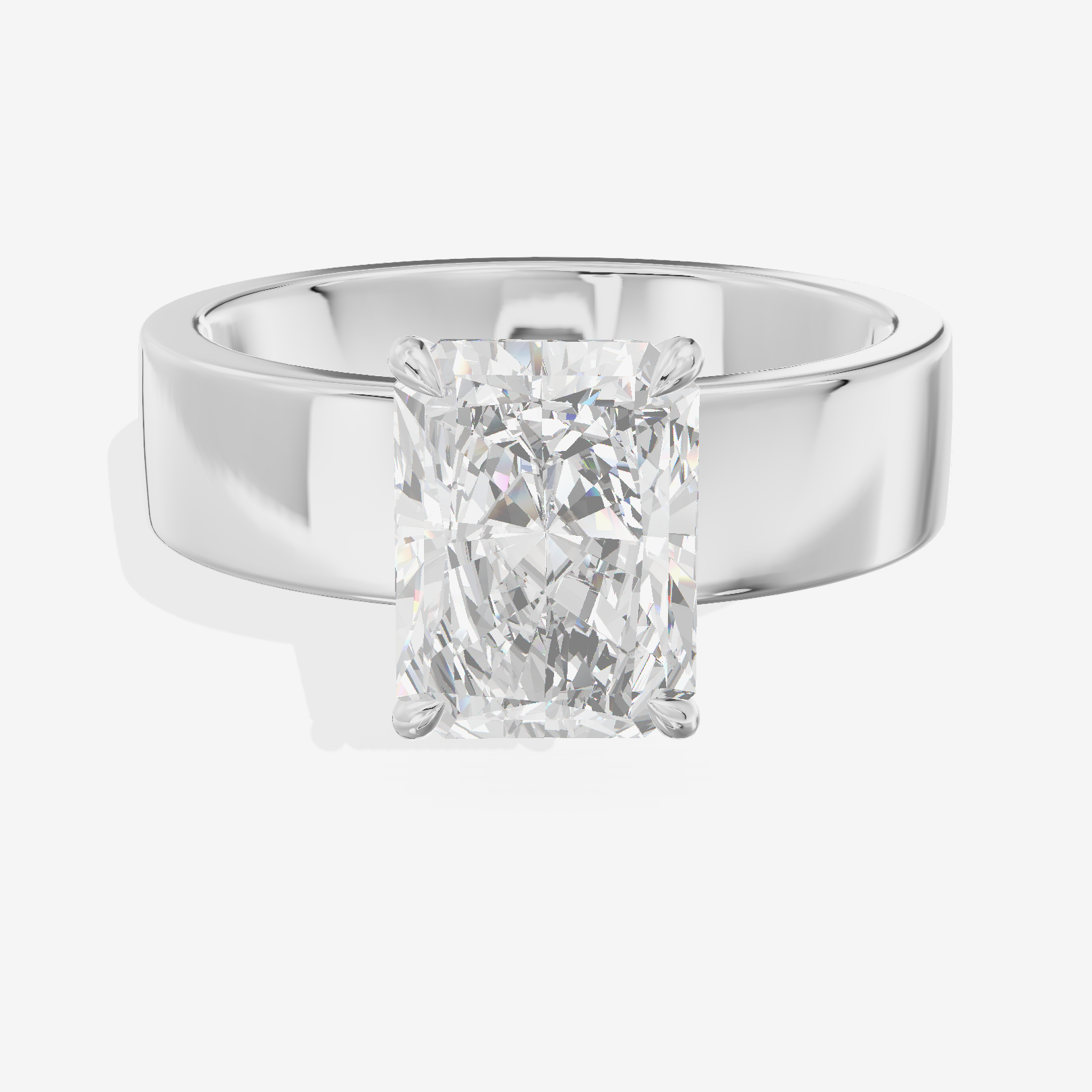Lustrous Promezza Radiant Engagement Ring with Side Stones (1/20 ct. tw.) in Platinum