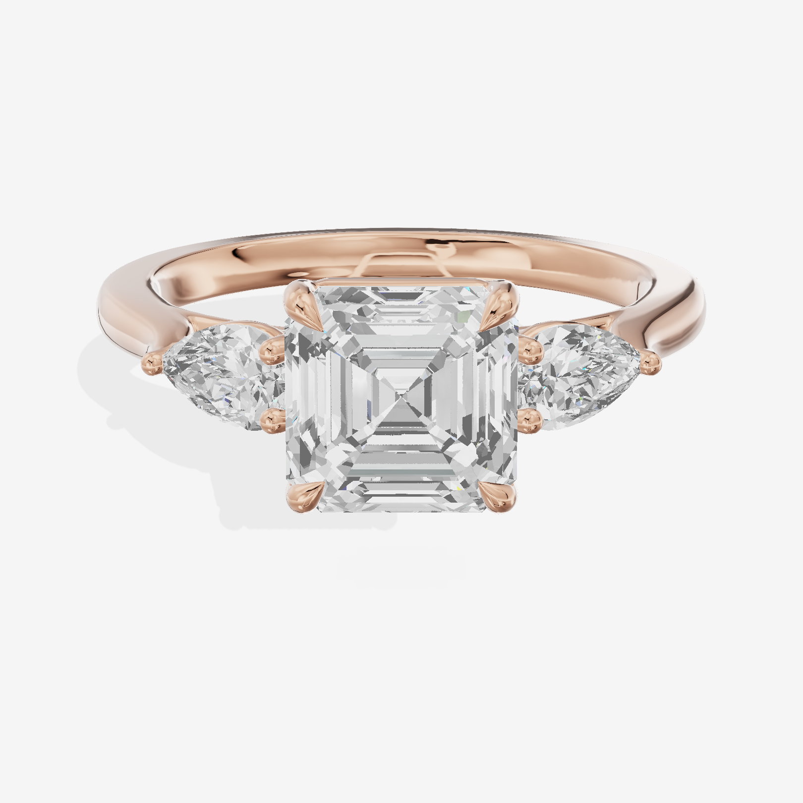 Classic Eversince Asscher Engagement Ring with Side Stones (2/5 ct. tw.) in 18K Rose Gold