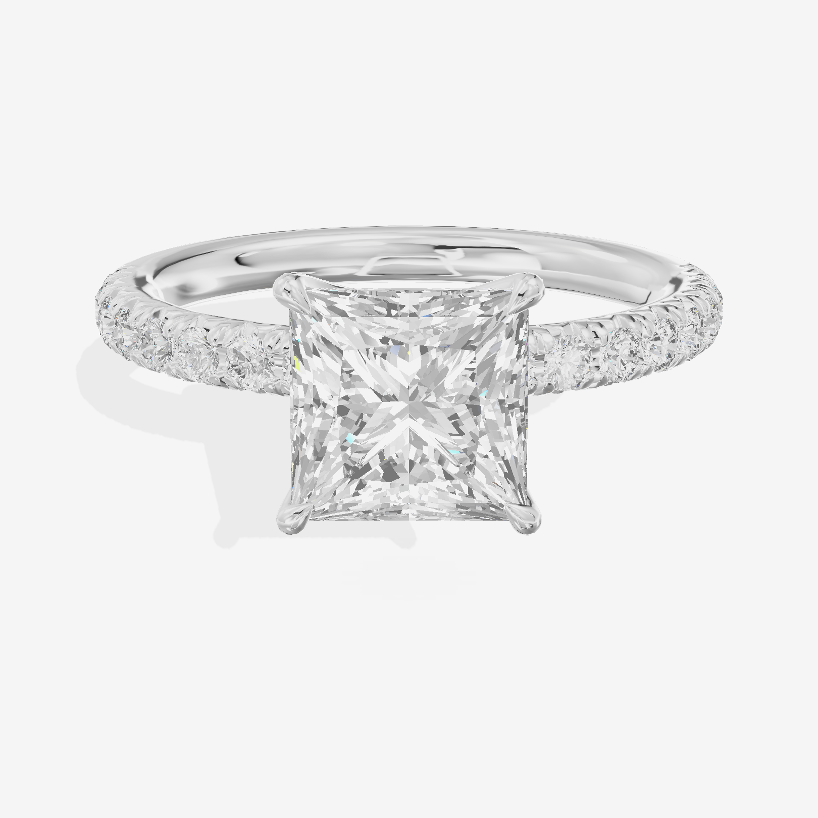 Bowed Whisper Princess Engagement Ring with Side Stones (1/4 ct. tw.) in Platinum