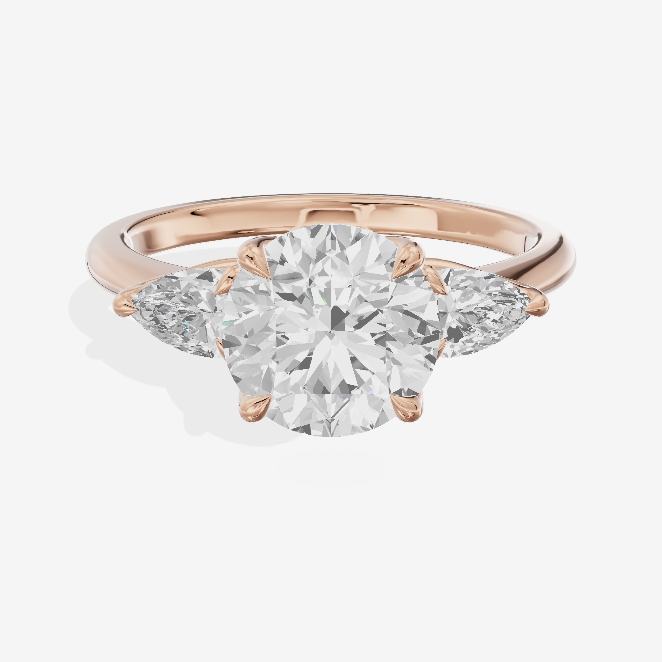 Modern Triade Round Three Stone Engagement Ring (1/2 ct. tw.) in 18K Rose Gold