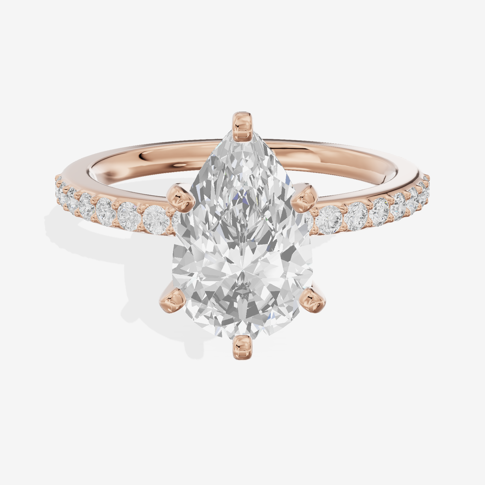 Petite Mayrelle Pear Engagement Ring with Side Stones (1/5 ct. tw.) in 14K Rose Gold