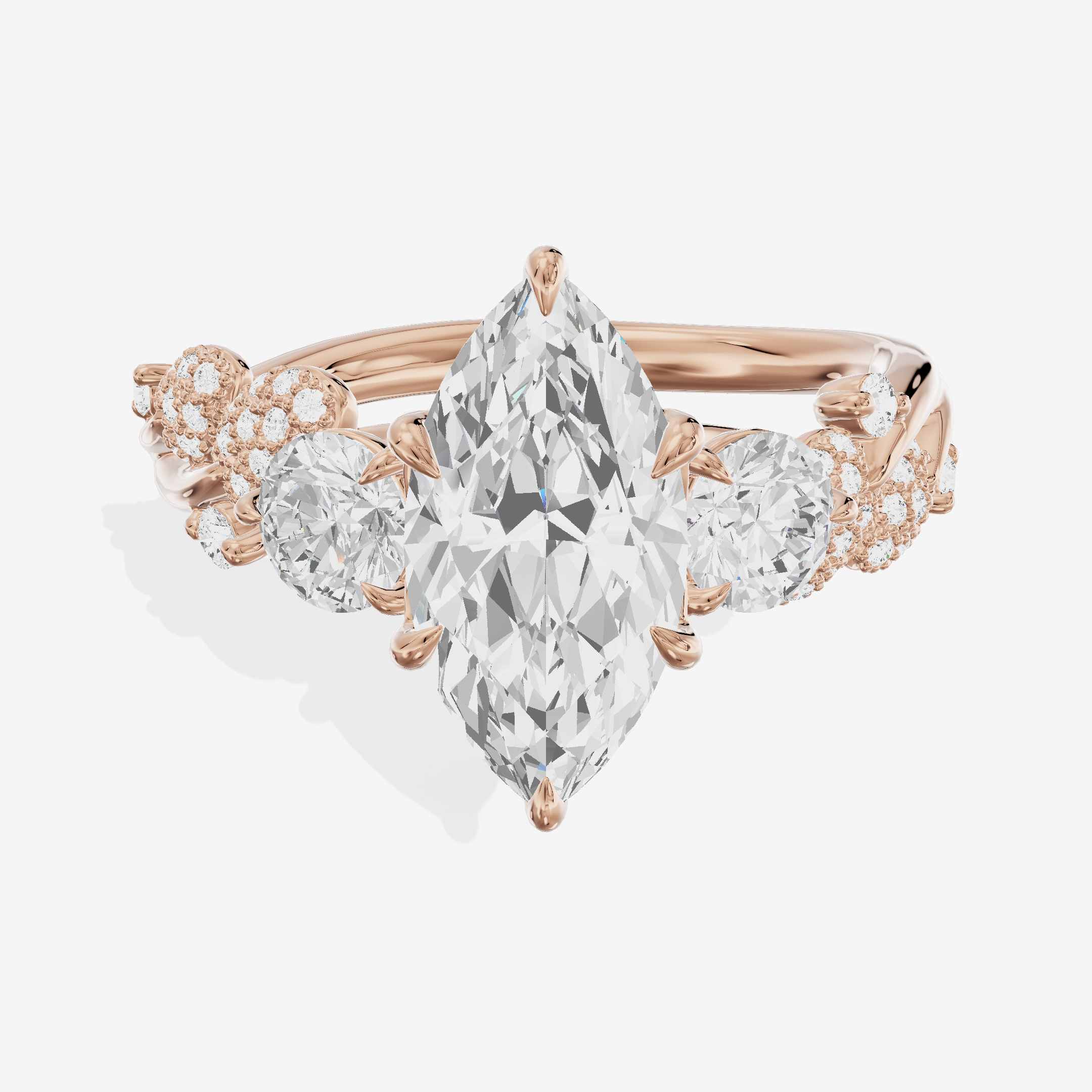 Modern Coeurine Three Stone Marquise Engagement Ring (1/2 ct. tw.) in 18K Rose Gold