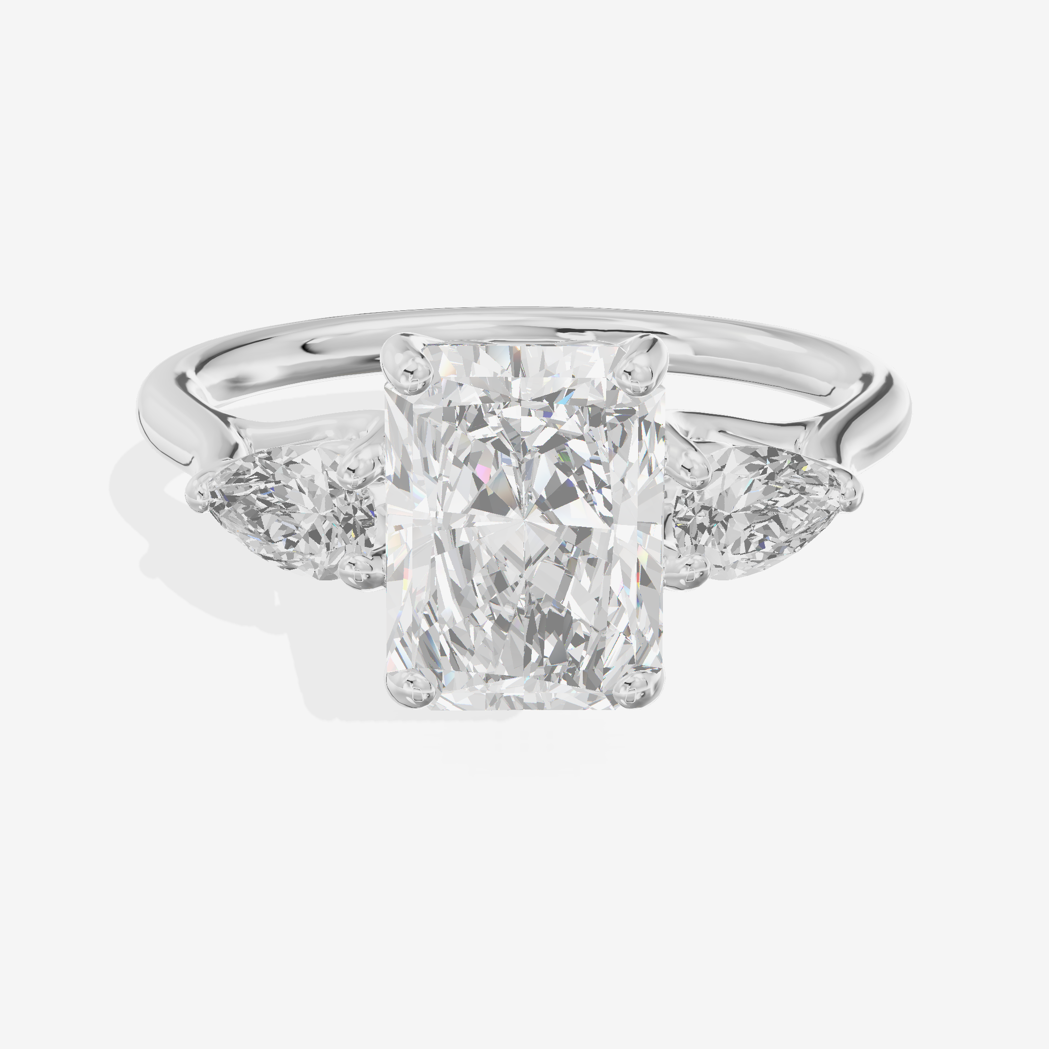 Grand Vowsae Three Stone Radiant Engagement Ring (2/5 ct. tw.) in 18K White Gold