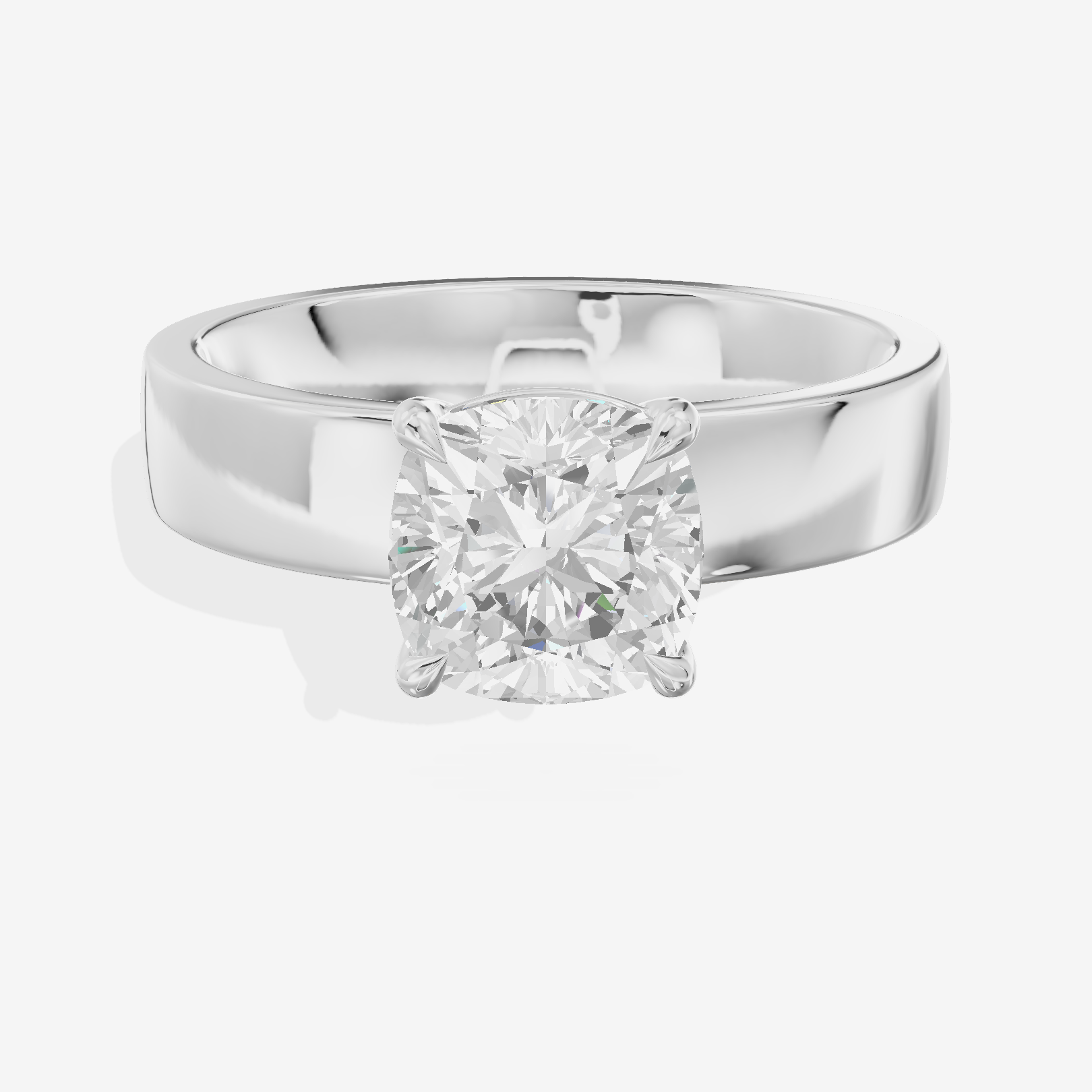 Hallowed Coeurine 4mm Cushion Solitaire Engagement Ring in 14K White Gold