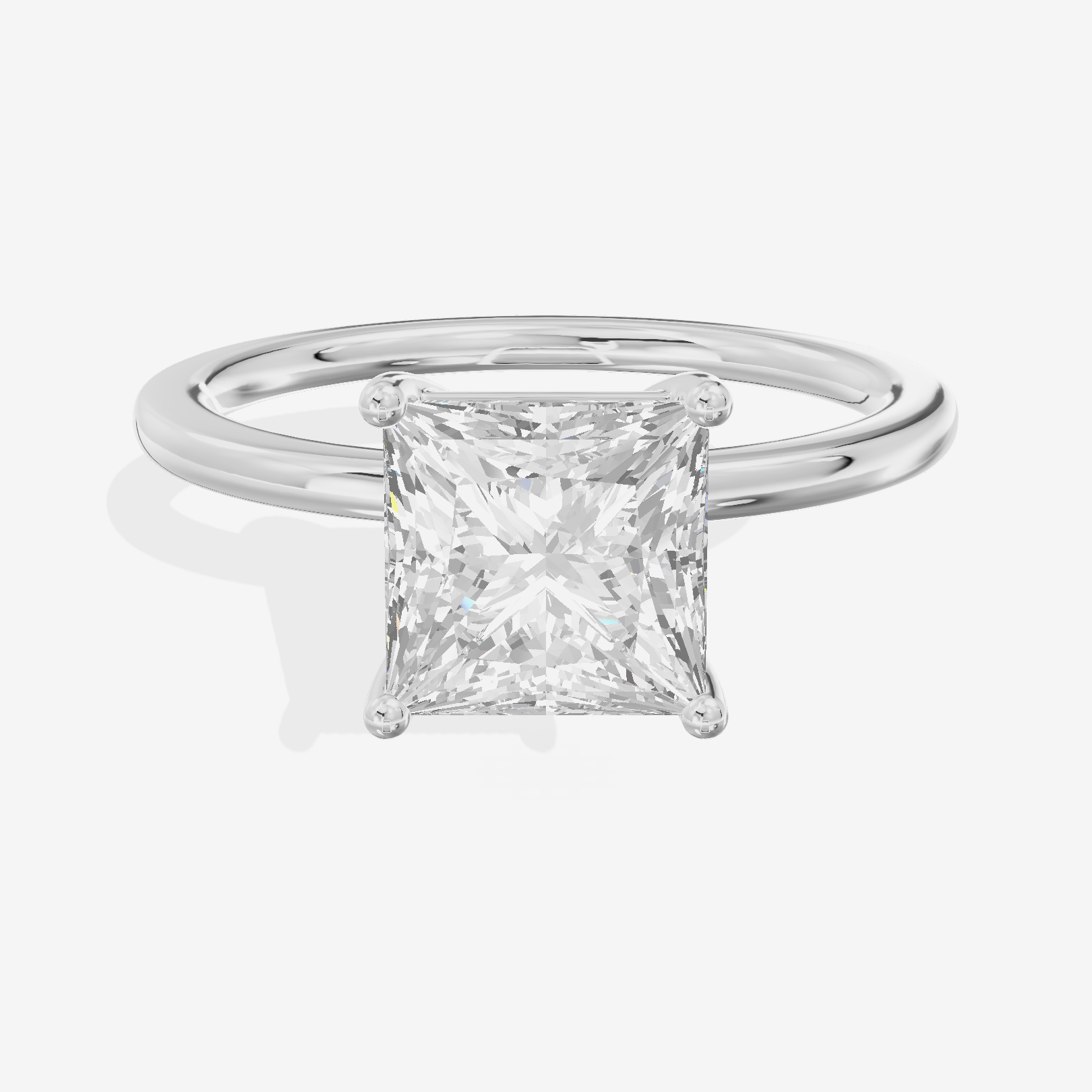 Whispered Selenia 1.5mm Princess Solitaire Engagement Ring in 14K White Gold