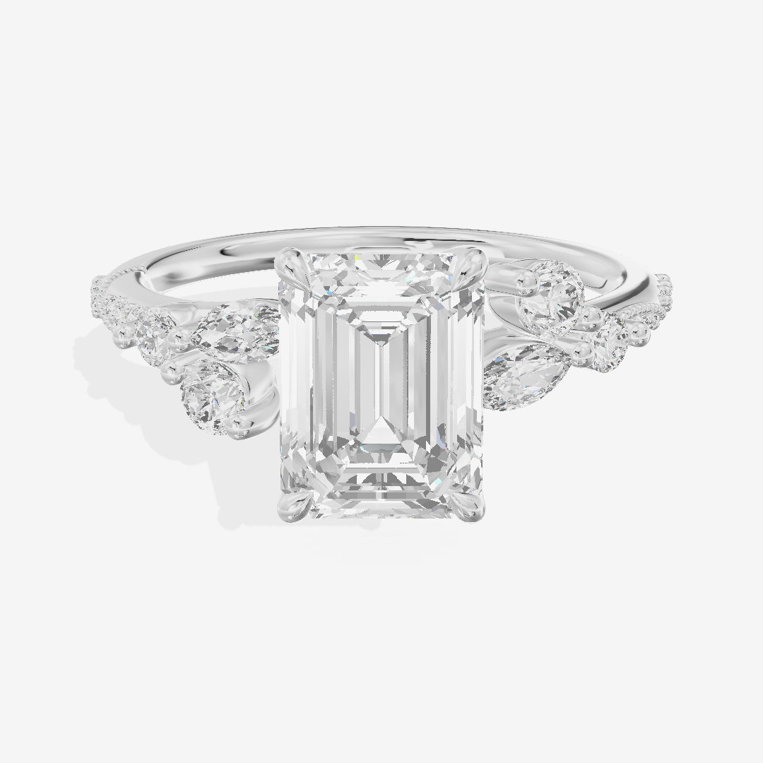 Luxe Halcyon Emerald Milgrain Engagement Ring (1/3 ct. tw.) in Platinum
