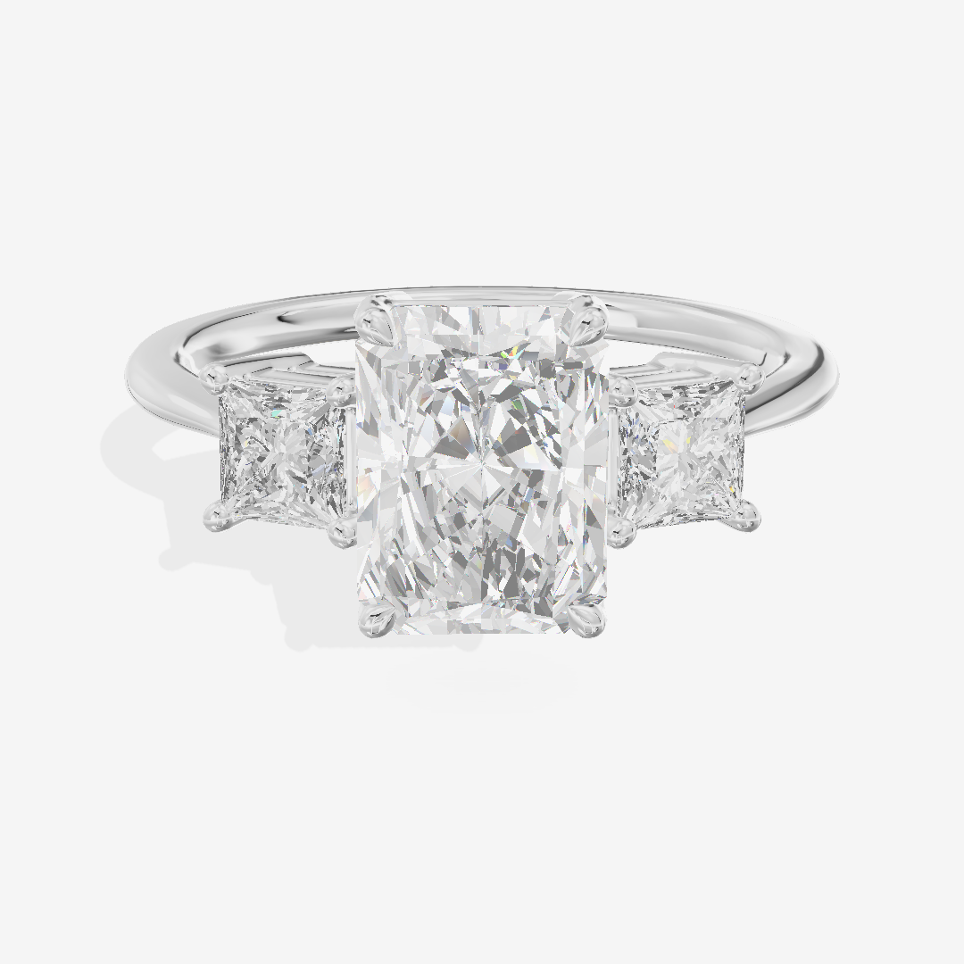 Belovae Anniversary Anniversary Radiant Three Stone Engagement Ring (1/2 ct. tw.) in 14K White Gold