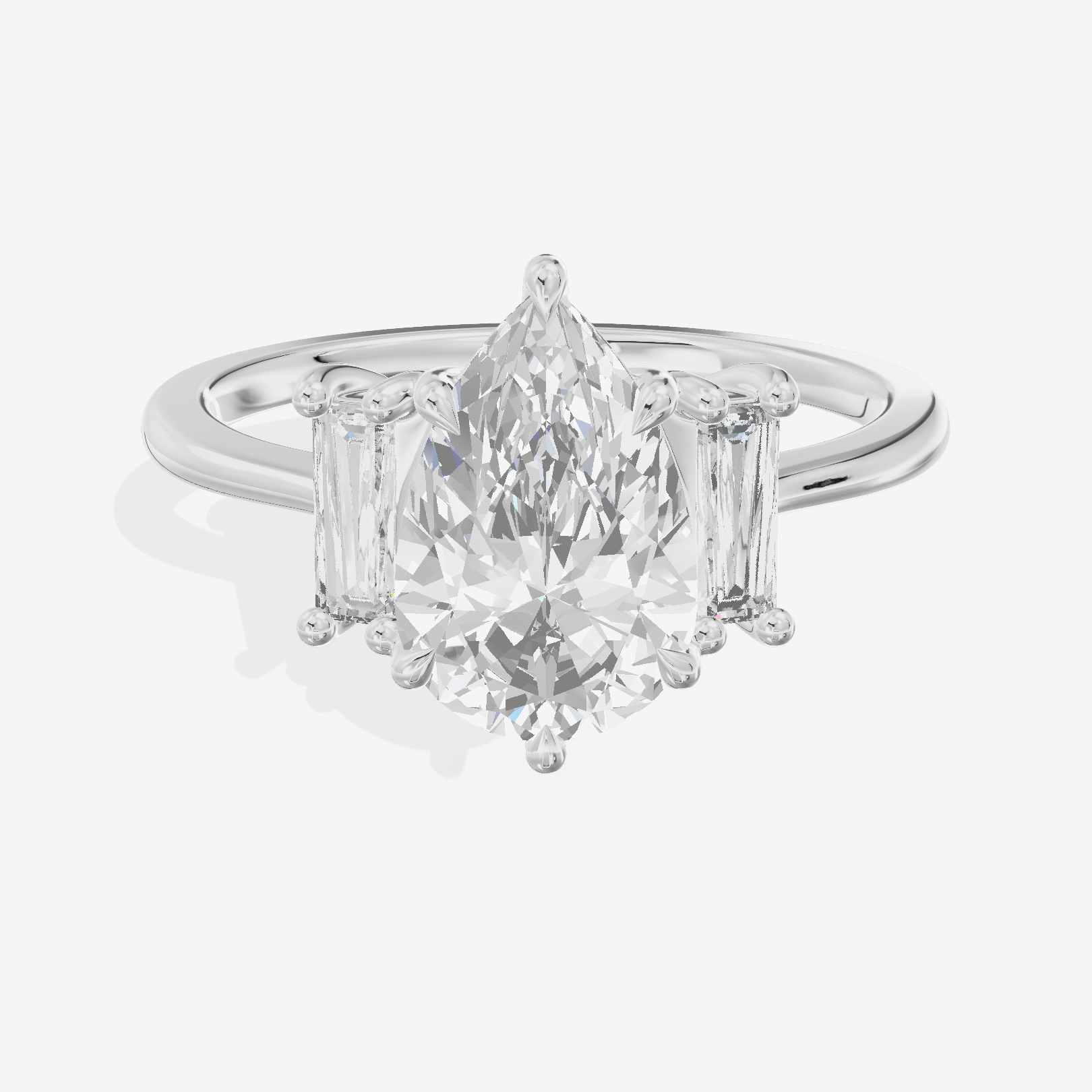 Eversince Three Stone Pear Engagement Ring (1/4 ct. tw.) in 14K White Gold