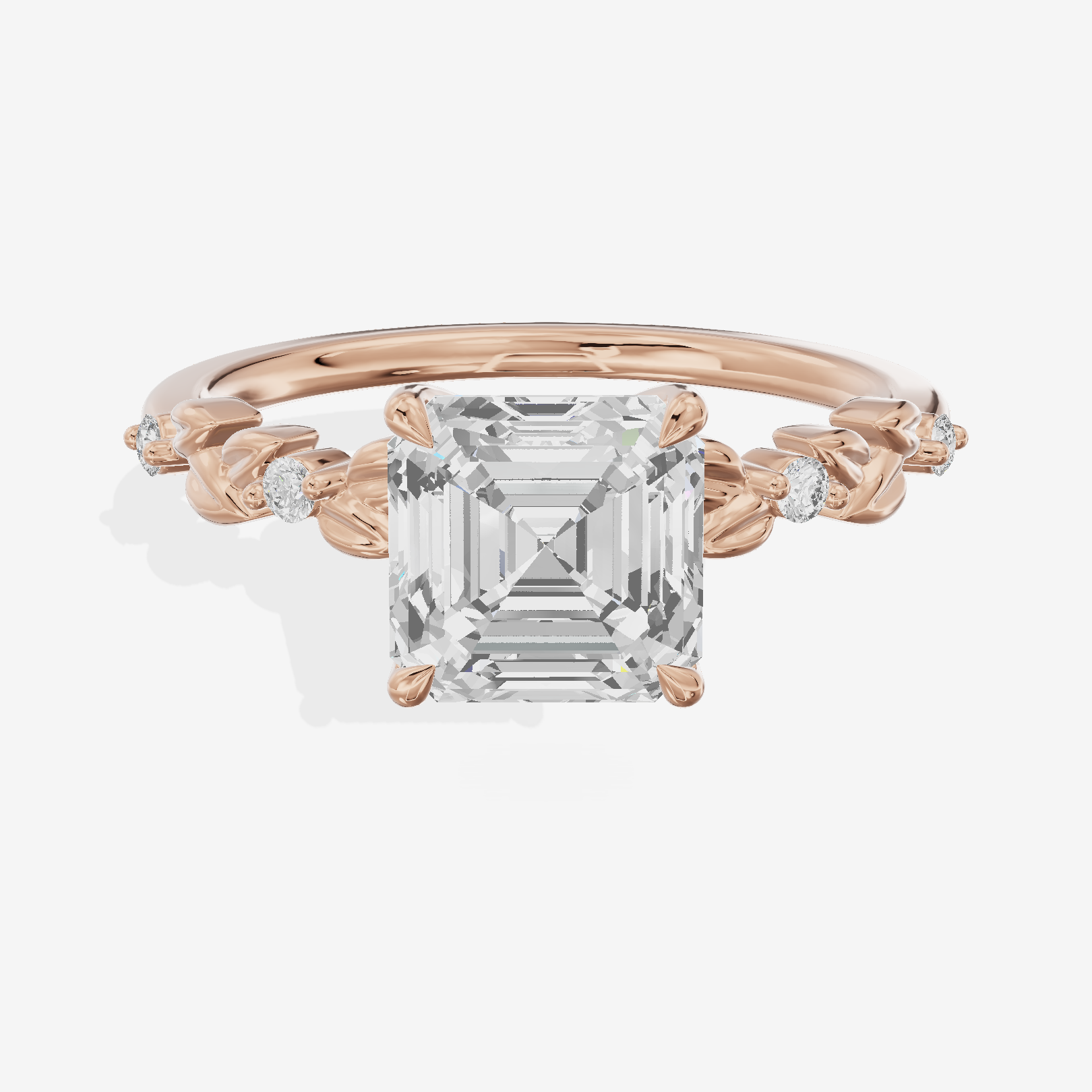 Tender Promezza Asscher Engagement Ring with Side Stones (1/20 ct. tw.) in 18K Rose Gold