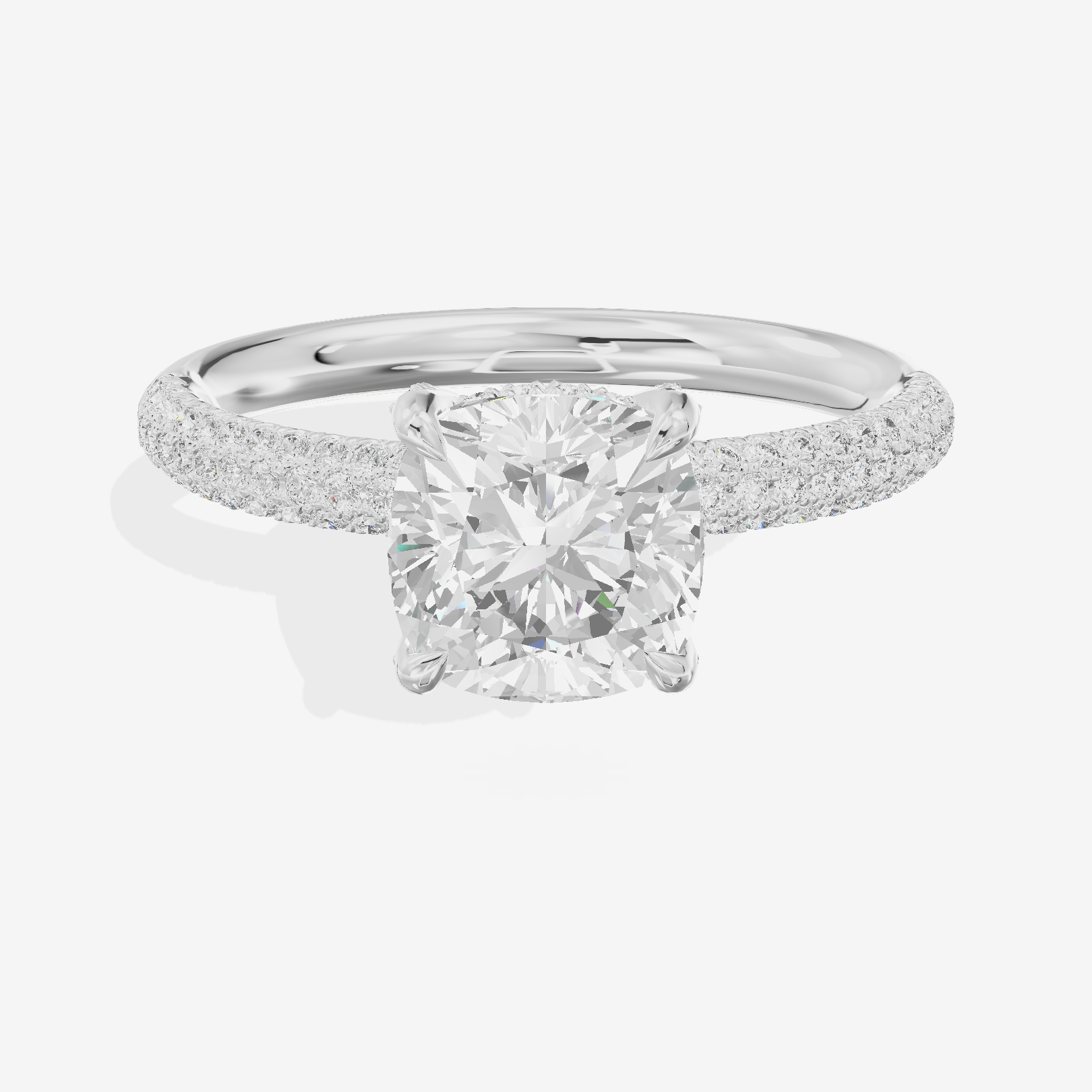 Whispered Lumera Cushion Engagement Ring with Side Stones (1/3 ct. tw.) in Platinum