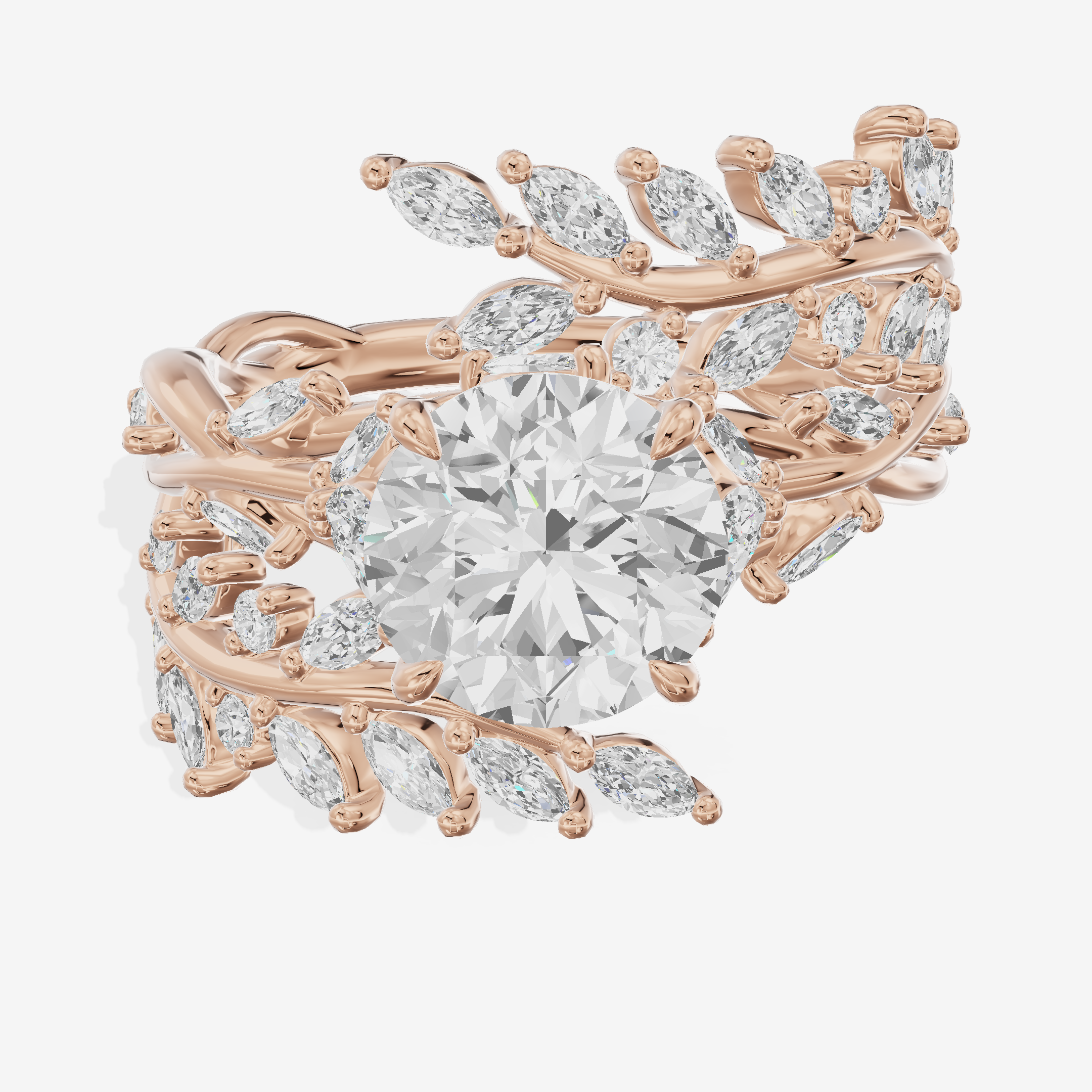 Bowed Trueheart Round Engagement Ring with Side Stones (3/4 ct. tw.) in 14K Rose Gold