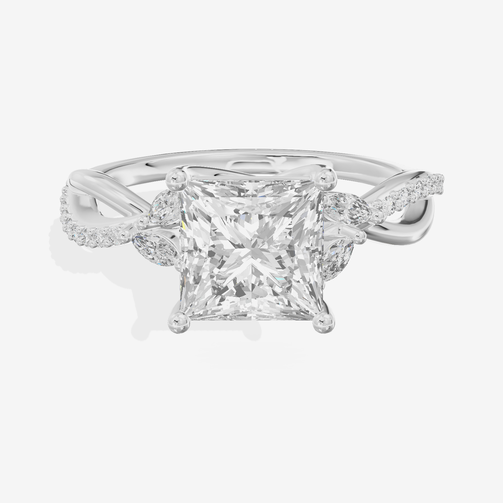 Petite Twine Princess Twisted Engagement Ring (1/5 ct. tw.) in Platinum