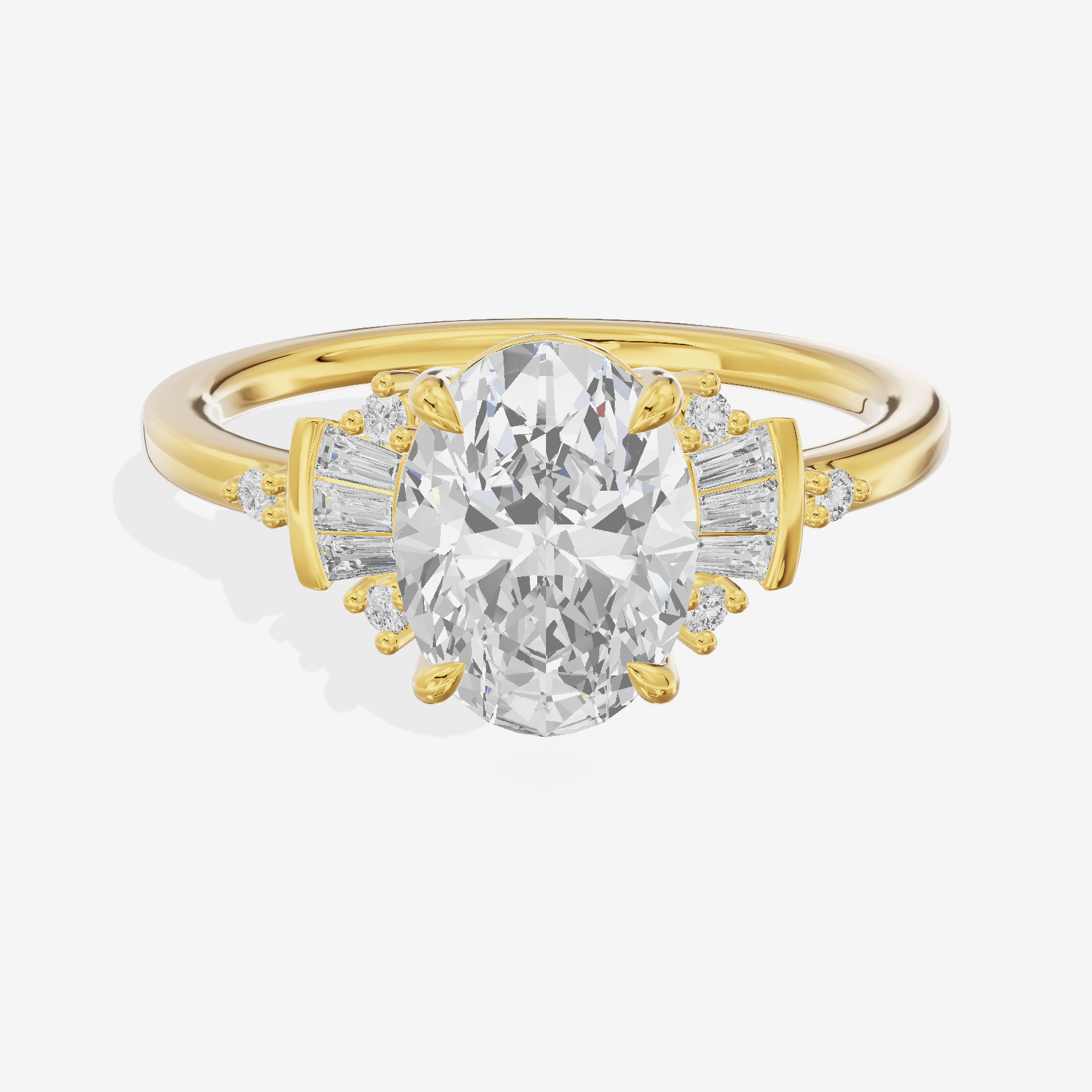 Petite Trellise Oval Engagement Ring with Side Stones (1/3 ct. tw.) in 18K Yellow Gold