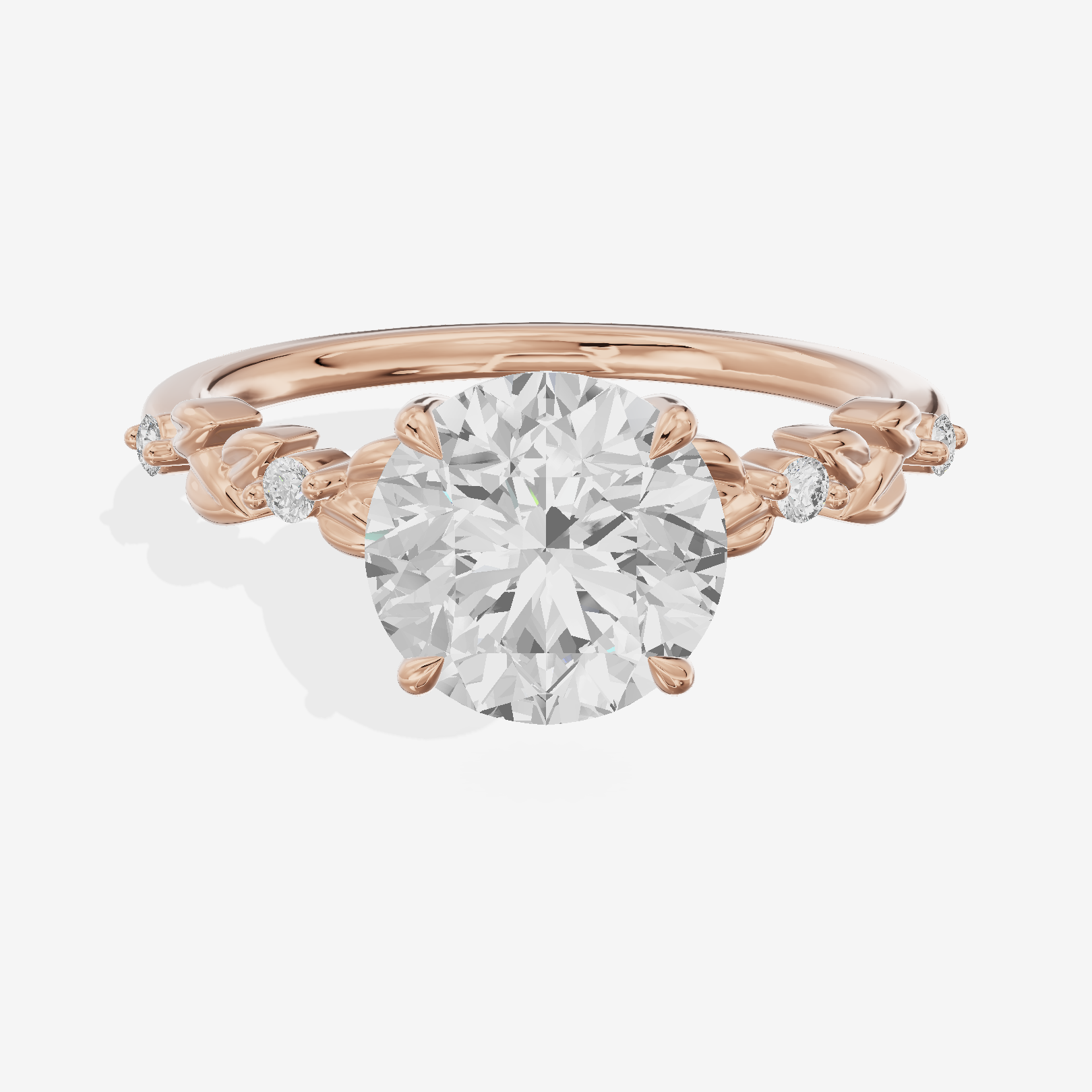 Modern Cherubine Round Engagement Ring with Side Stones (1/4 ct. tw.) in 14K Rose Gold