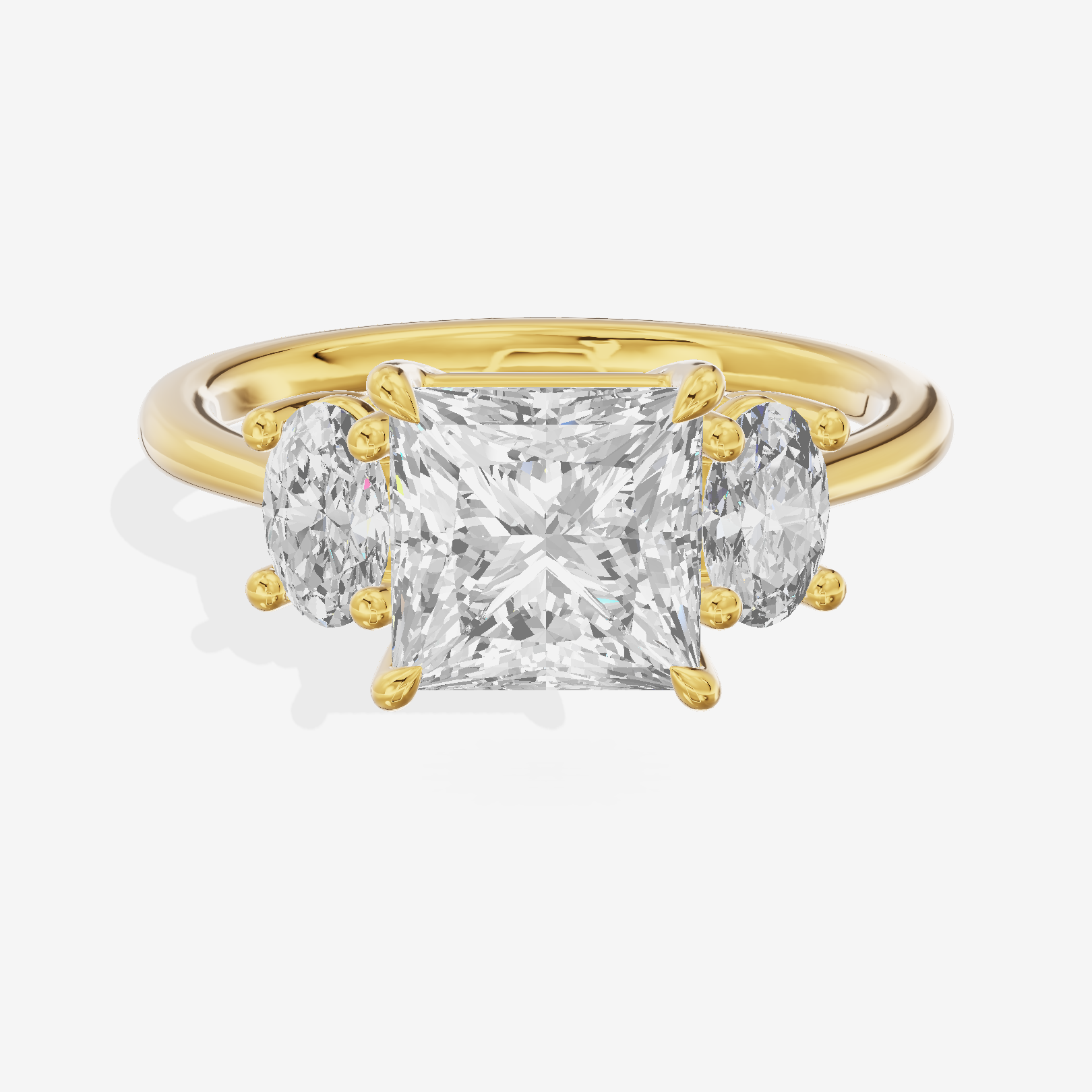 Modern Coeurine Three Stone Princess Engagement Ring (1/2 ct. tw.) in 18K Yellow Gold