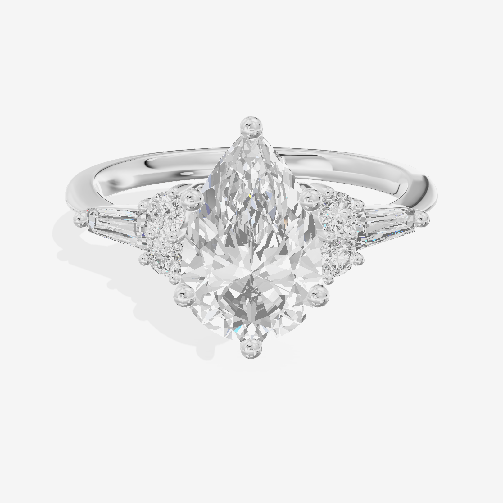 Modern Cherubine Pear Engagement Ring with Side Stones (1/4 ct. tw.) in 18K White Gold