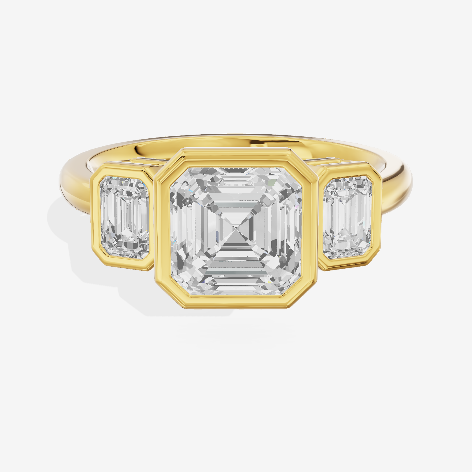 Vintage Sincere Three Stone Asscher Engagement Ring (1/2 ct. tw.) in 18K Yellow Gold