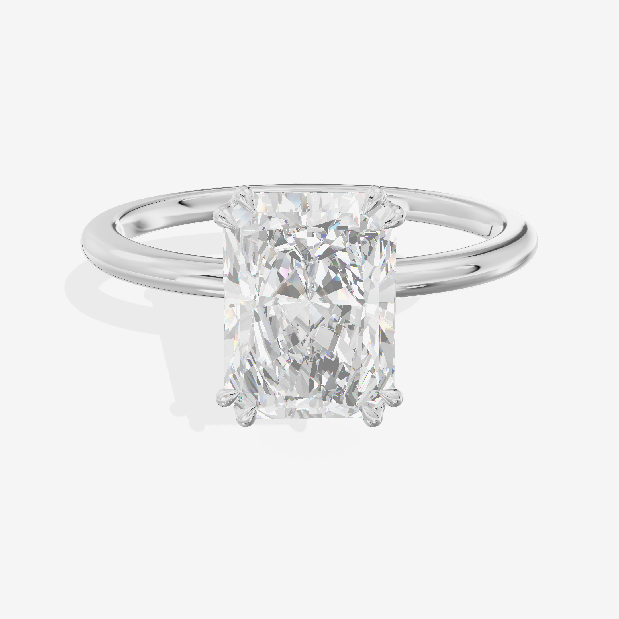 Promezza Solitaire 1.5mm Radiant Engagement Ring in 14K White Gold