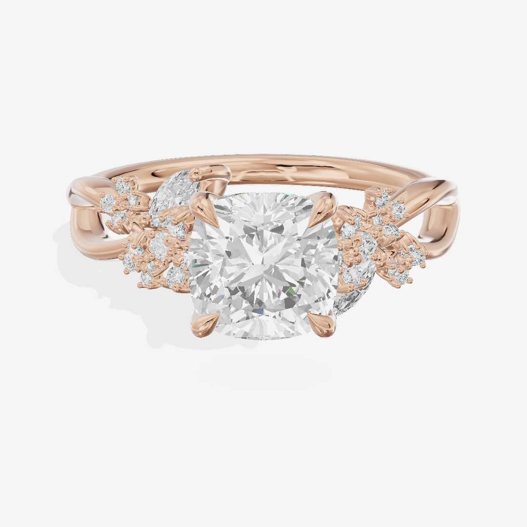 Classic Lightwoven Cushion Engagement Ring with Side Stones (1/4 ct. tw.) in 14K Rose Gold