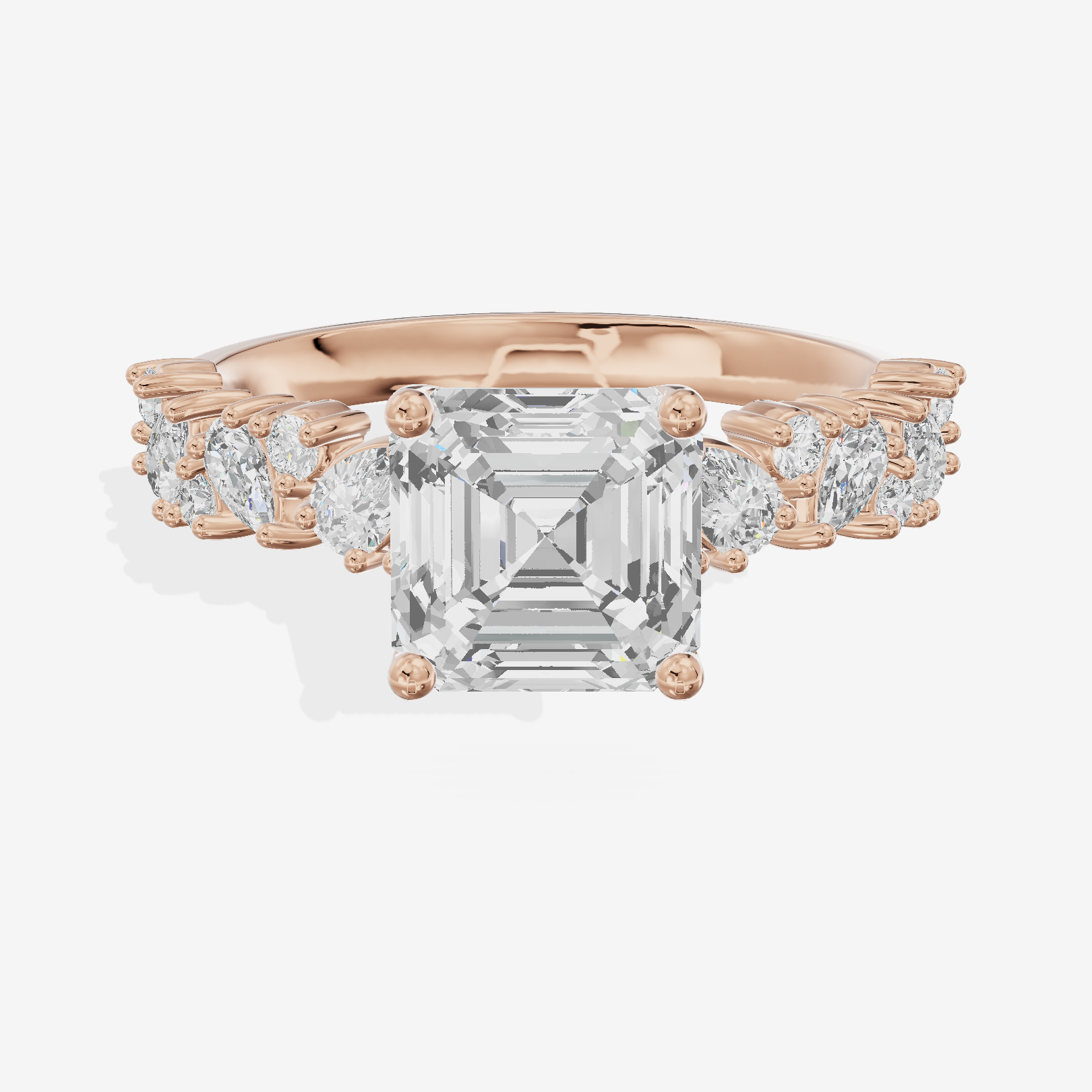 Bowed Vowsae Asscher Engagement Ring with Side Stones (2/5 ct. tw.) in 14K Rose Gold
