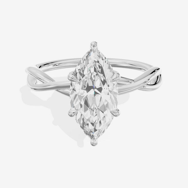 Twined Sincere Marquise Twisted Engagement Ring in 18K White Gold
