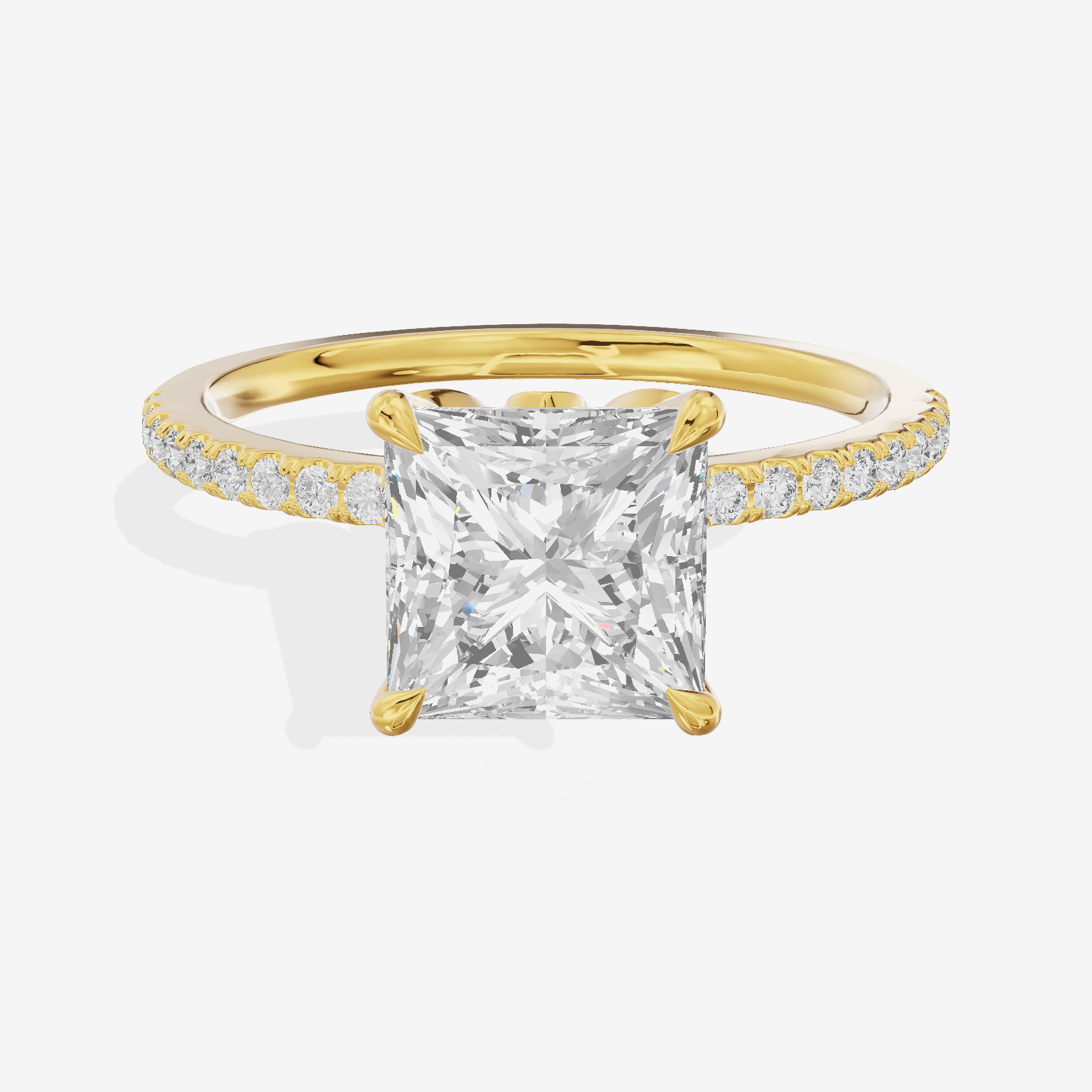 Luxe Coeurine Princess Engagement Ring with Side Stones (1/5 ct. tw.) in 14K Yellow Gold