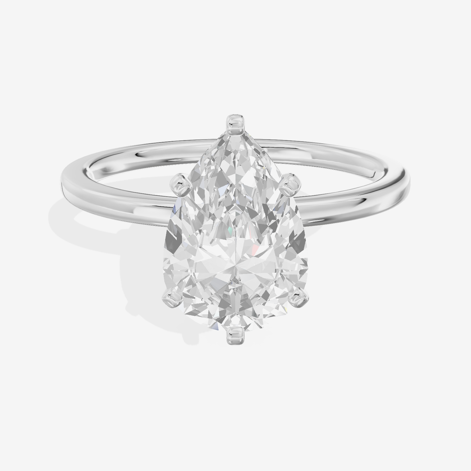 Petite Sincere 1.5mm Pear Six-Prong Engagement Ring in 14K White Gold