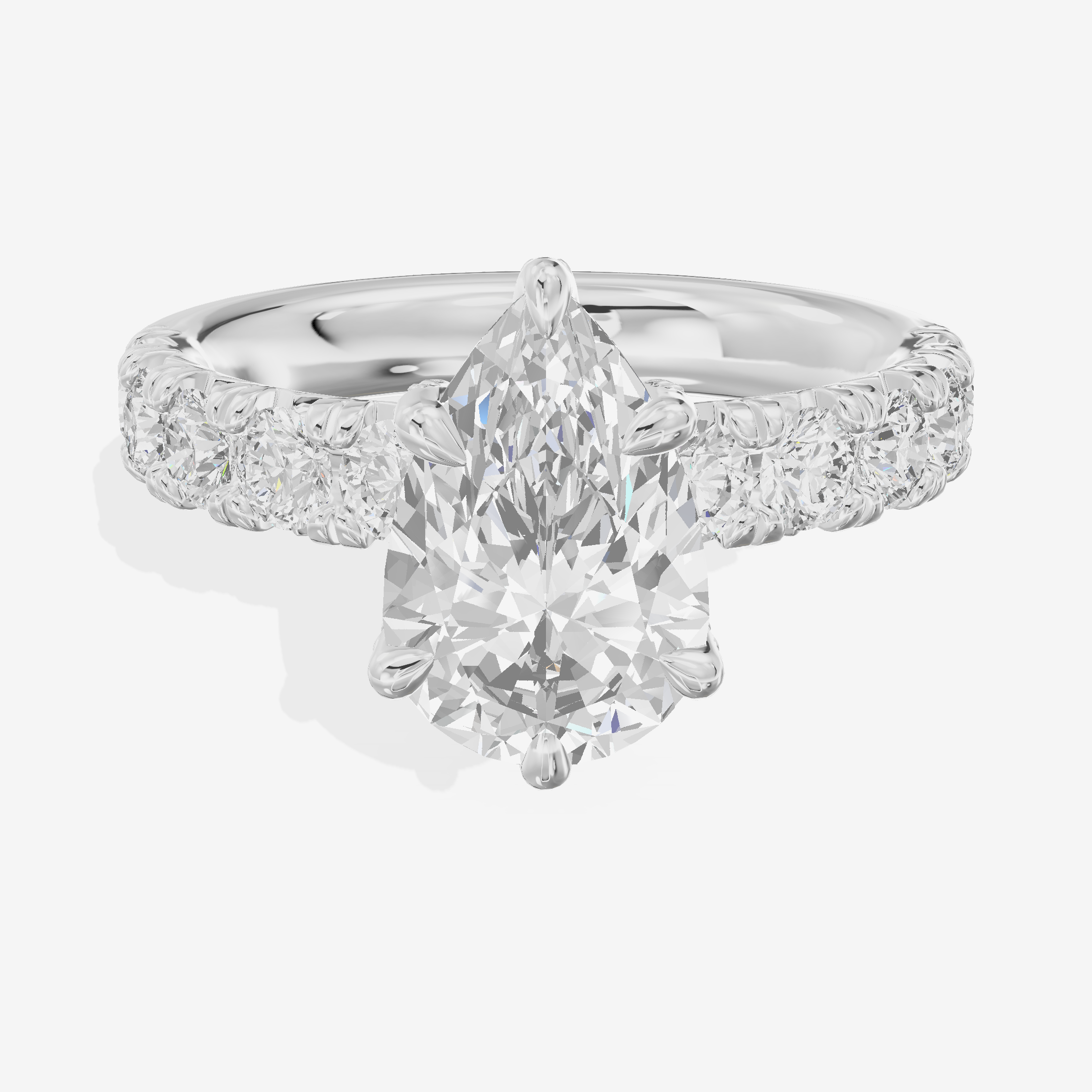Lustrous Aurea Pear Engagement Ring with Side Stones (3/4 ct. tw.) in Platinum