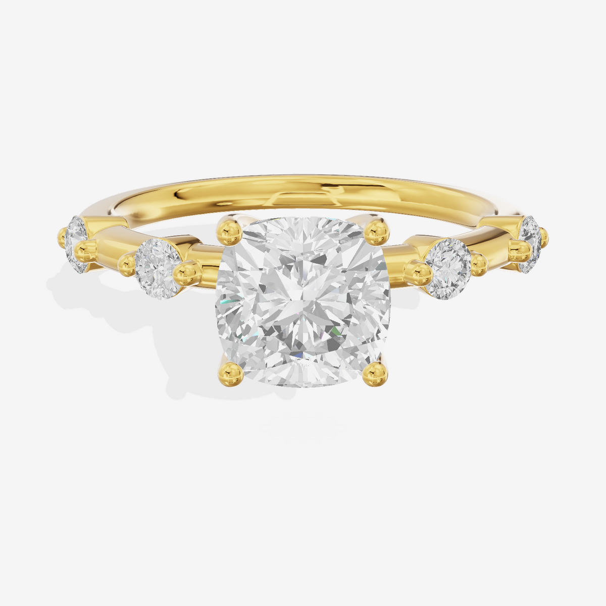 Petite Heartline Cushion Engagement Ring with Side Stones (1/5 ct. tw.) in 14K Yellow Gold