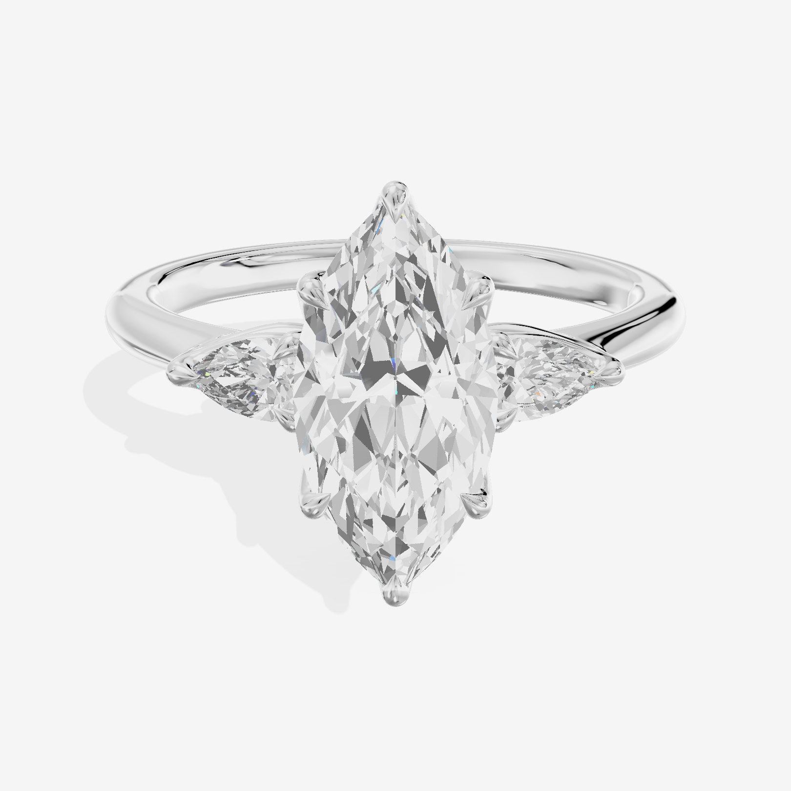Vintage Coeurine Three Stone Marquise Engagement Ring (1/2 ct. tw.) in Platinum