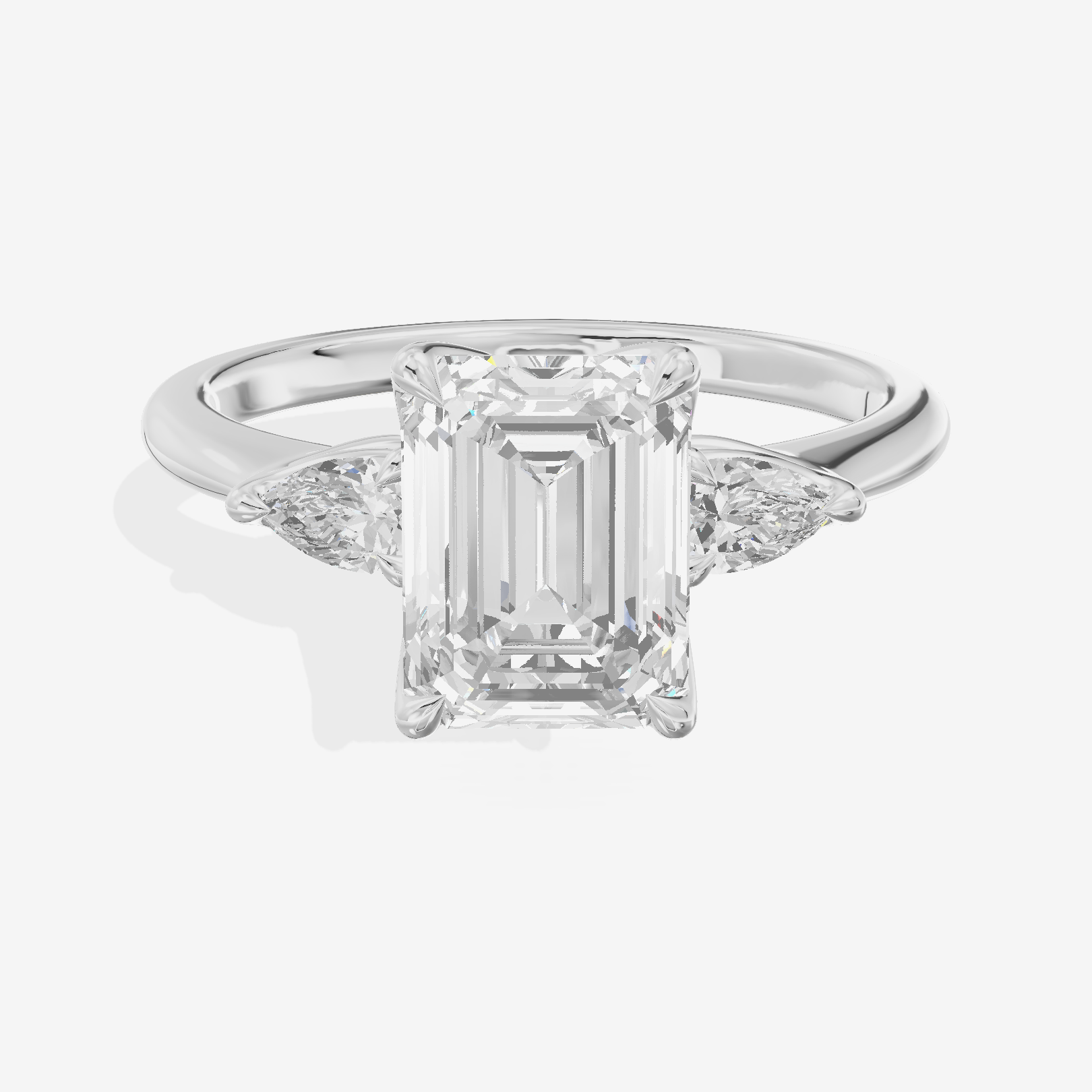 Vintage Coeurine Three Stone Emerald Engagement Ring (1/2 ct. tw.) in 18K White Gold