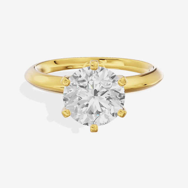 Classic Vowsae 2.5mm Round Six-Prong Engagement Ring in 14K Yellow Gold