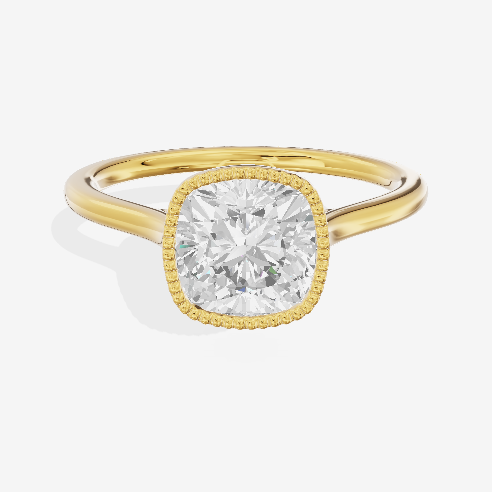 Modern Coeurine 1.5mm Cushion Bezel Engagement Ring in 14K Yellow Gold