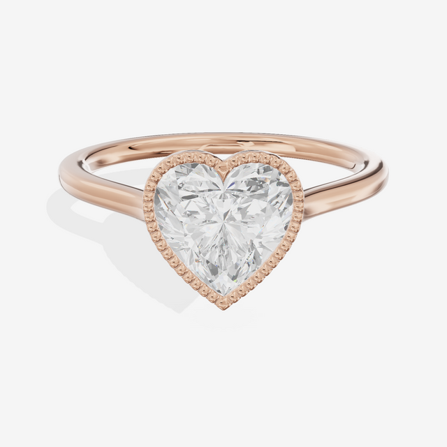 Modern Coeurine 1.5mm Heart Bezel Engagement Ring in 18K Rose Gold