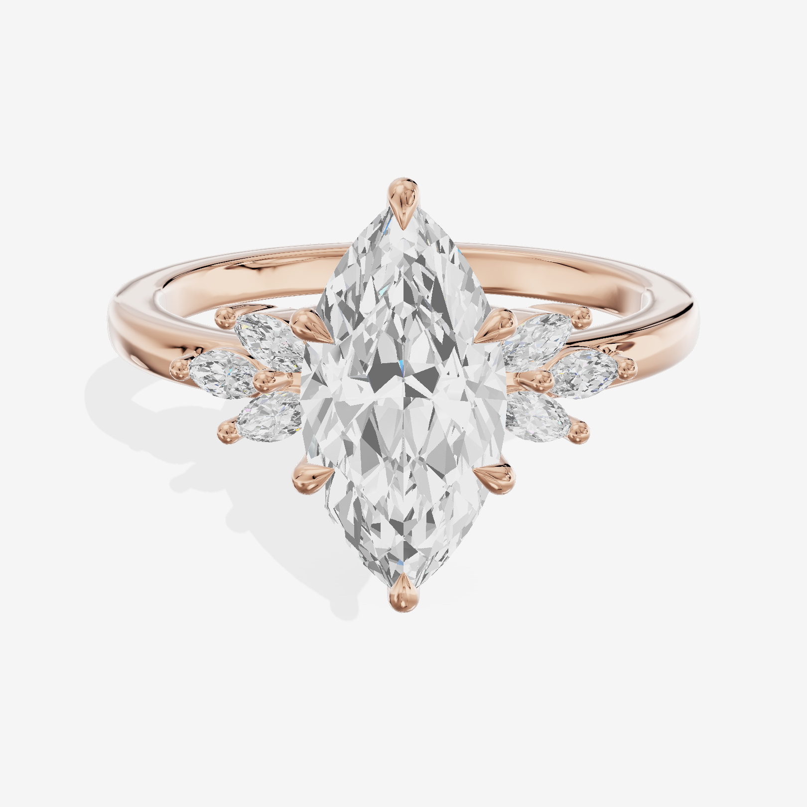 Modern Halcyon Marquise Engraved Engagement Ring (1/5 ct. tw.) in 18K Rose Gold