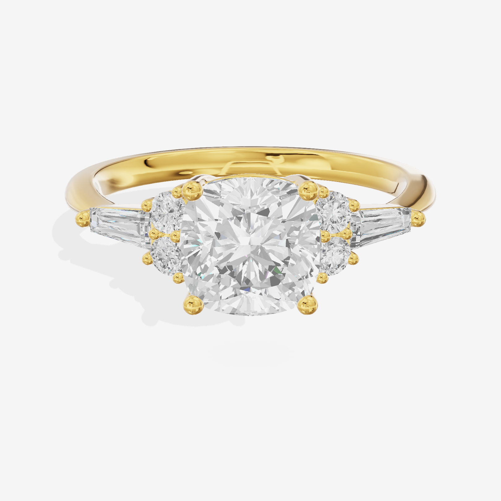 Grand Liviana Cushion Engagement Ring with Side Stones (1/10 ct. tw.) in 14K Yellow Gold