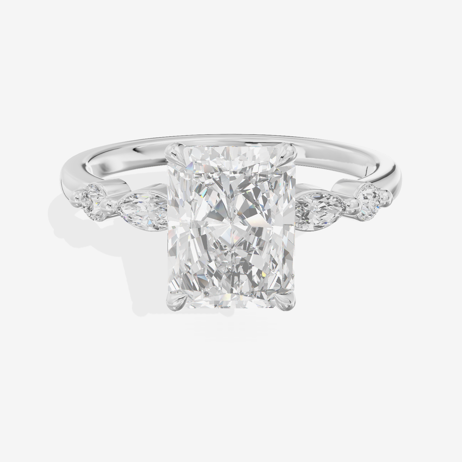 Eternal Promezza Radiant Engagement Ring with Side Stones (1/6 ct. tw.) in Platinum