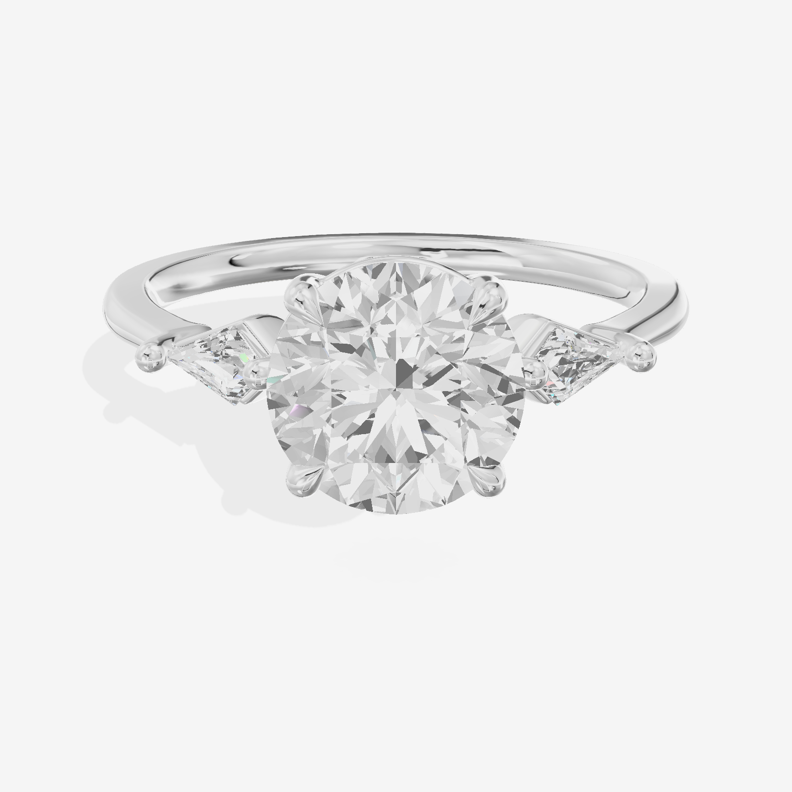 Whispered Triade Round Three Stone Engagement Ring (1/10 ct. tw.) in Platinum
