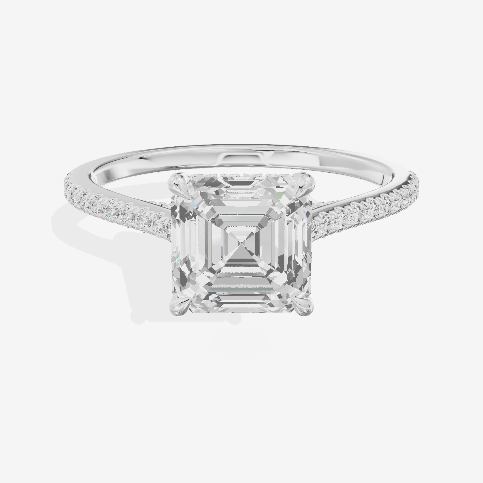 Luxe Aimora Asscher Engagement Ring with Side Stones (1/4 ct. tw.) in Platinum